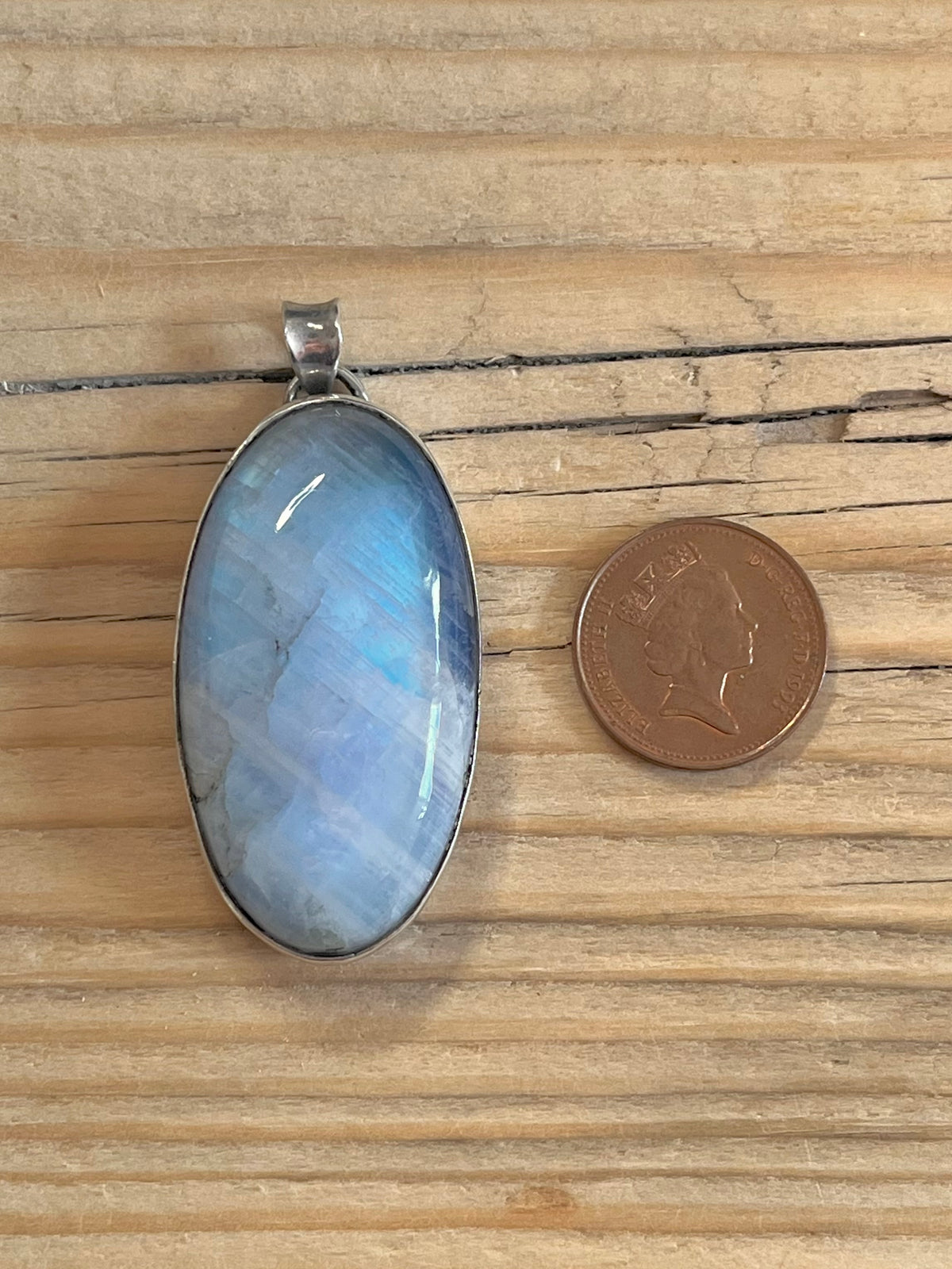 Large Oval Moonstone 925 Sterling Silver Pendant