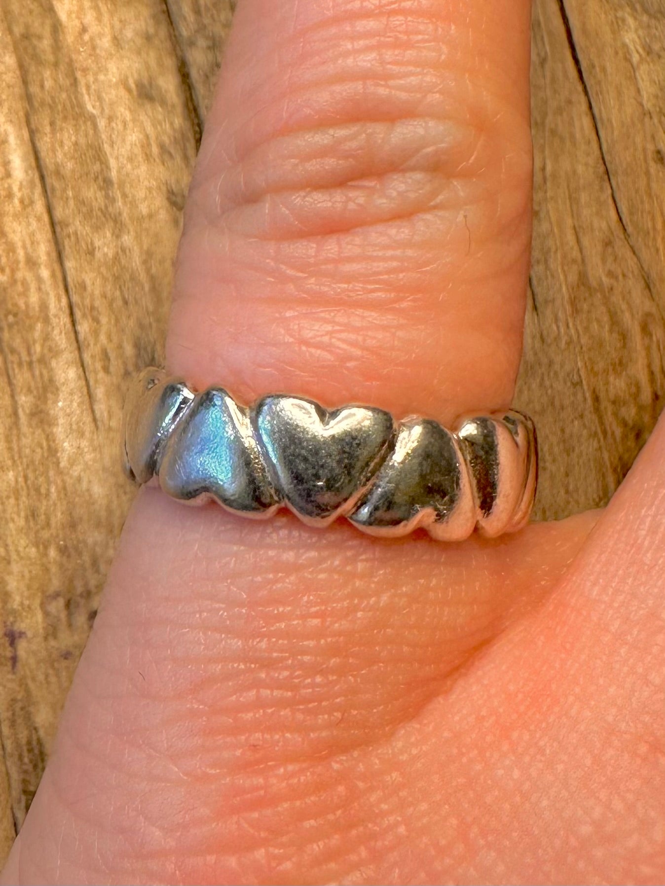 Moderner Herzband-Ring aus 925er Sterlingsilber, Größe J1/2, Jahr 2002