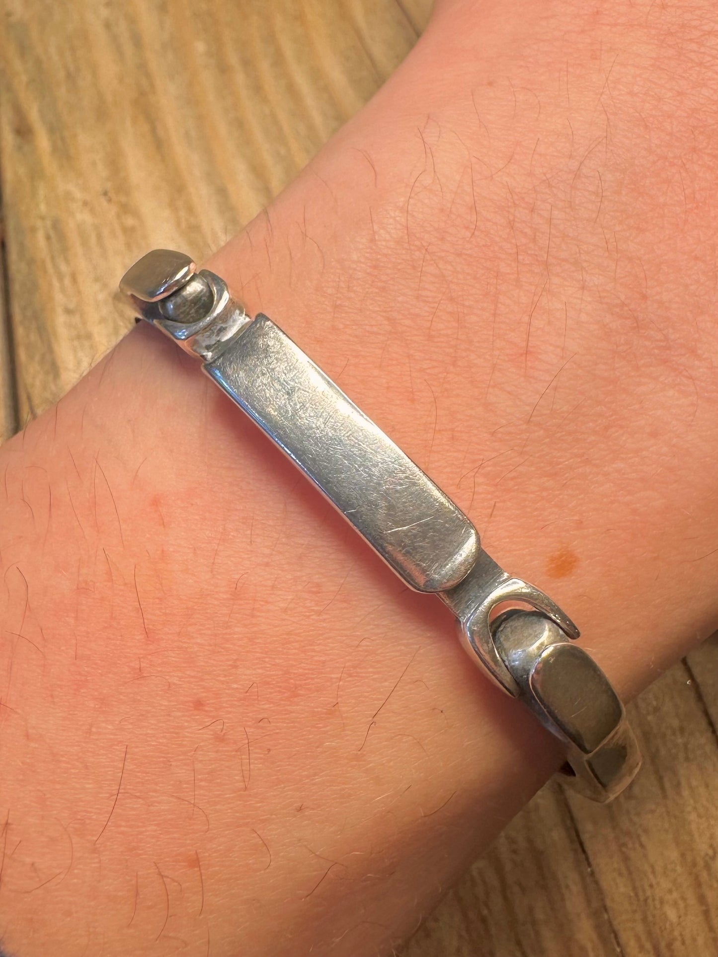 Vintage Engraved Bar Link 925 Sterling Silver 6.5 inch Bracelet