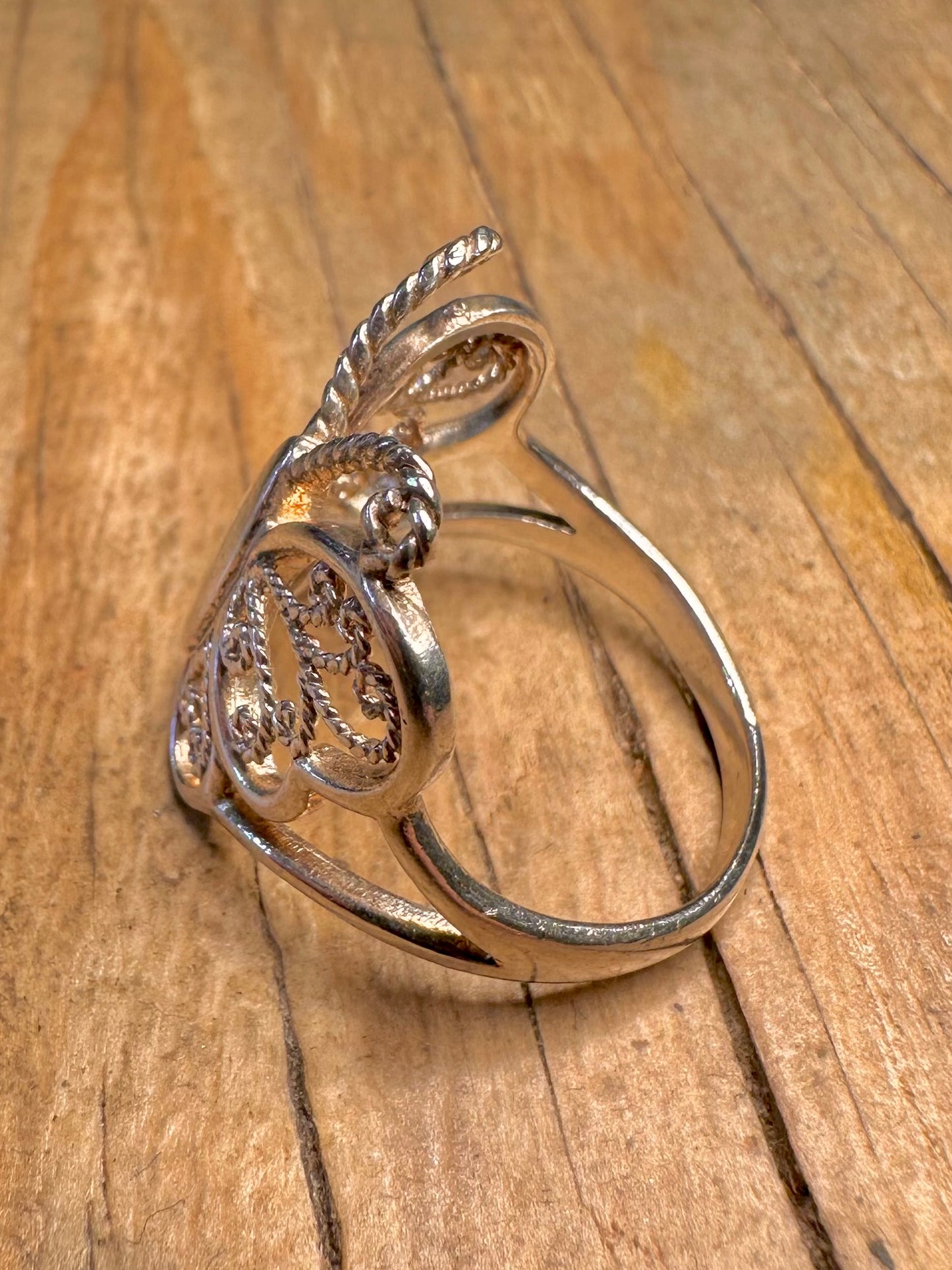 Vintage Butterfly Filigree 925 Sterling Silver Size P Ring