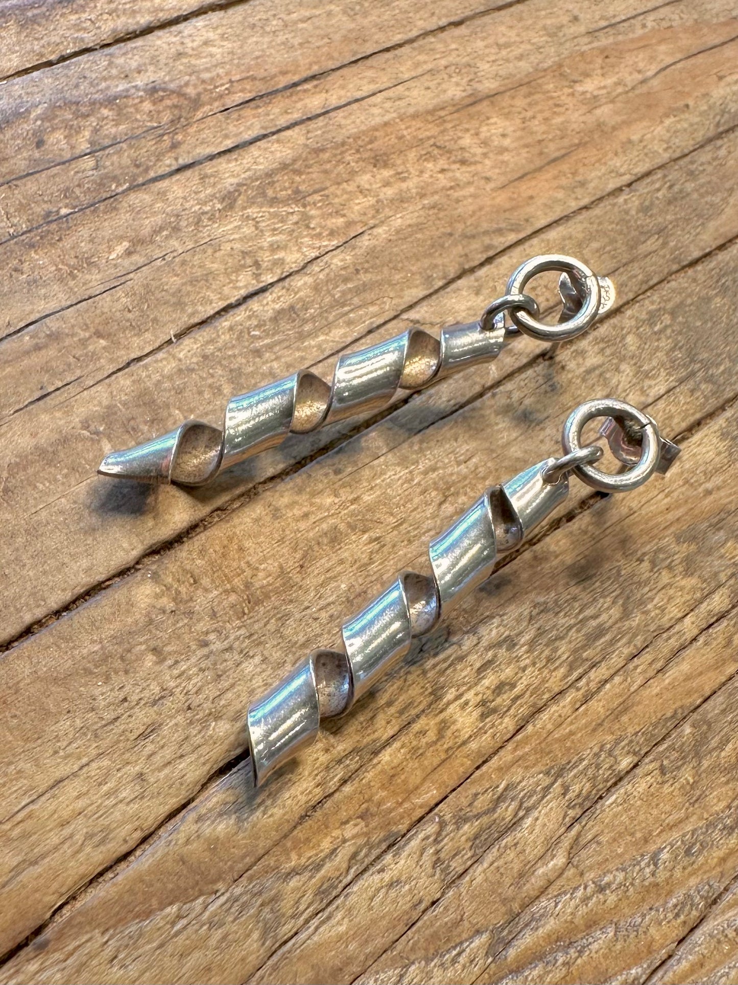 Twisted Dangle 925 Sterling Silver Earrings