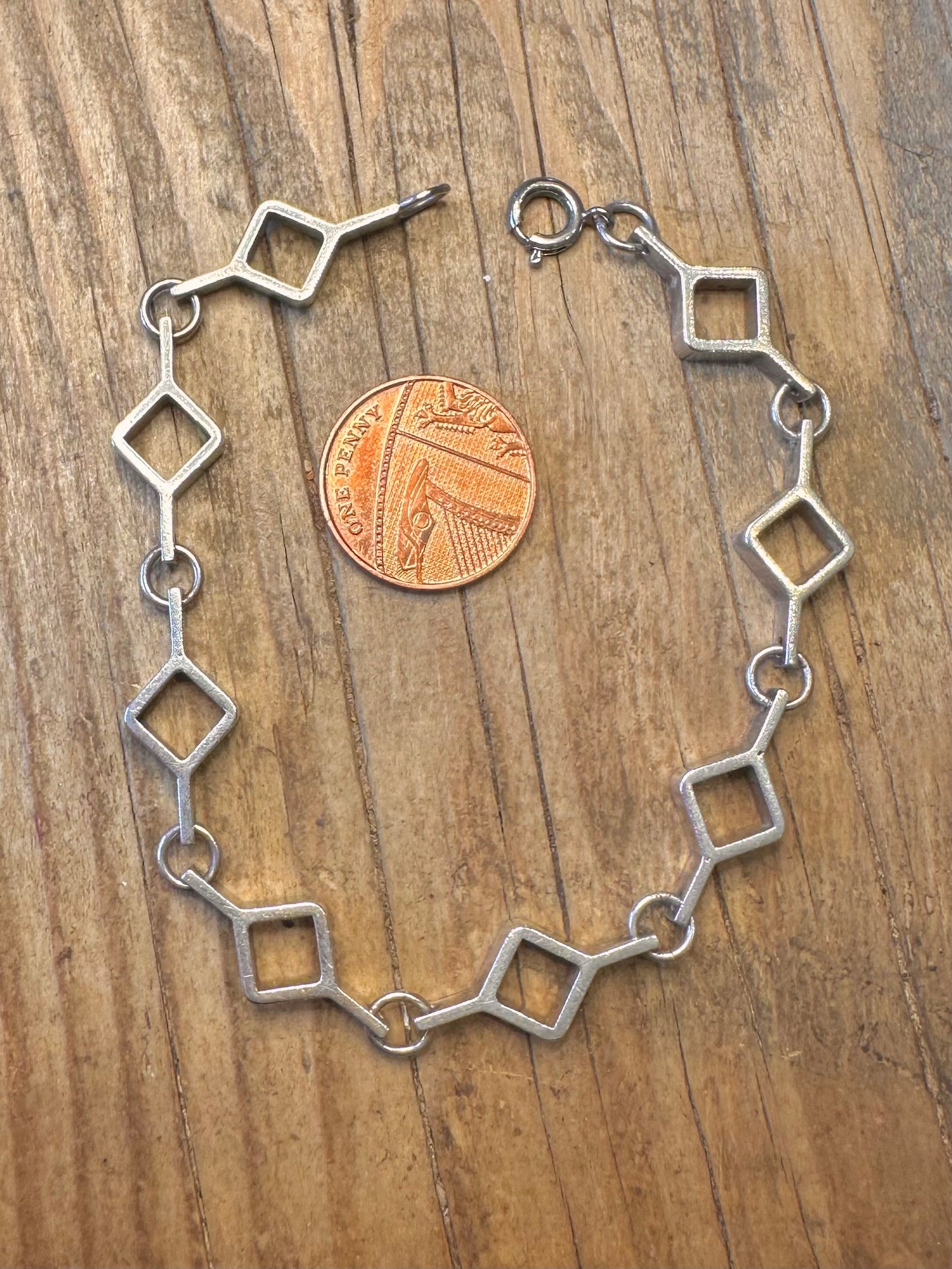 Abstrakter Jorma Laine Ruutu Finnland Quadratisches 925er Sterlingsilber 8,5-Zoll-Armband von 1973