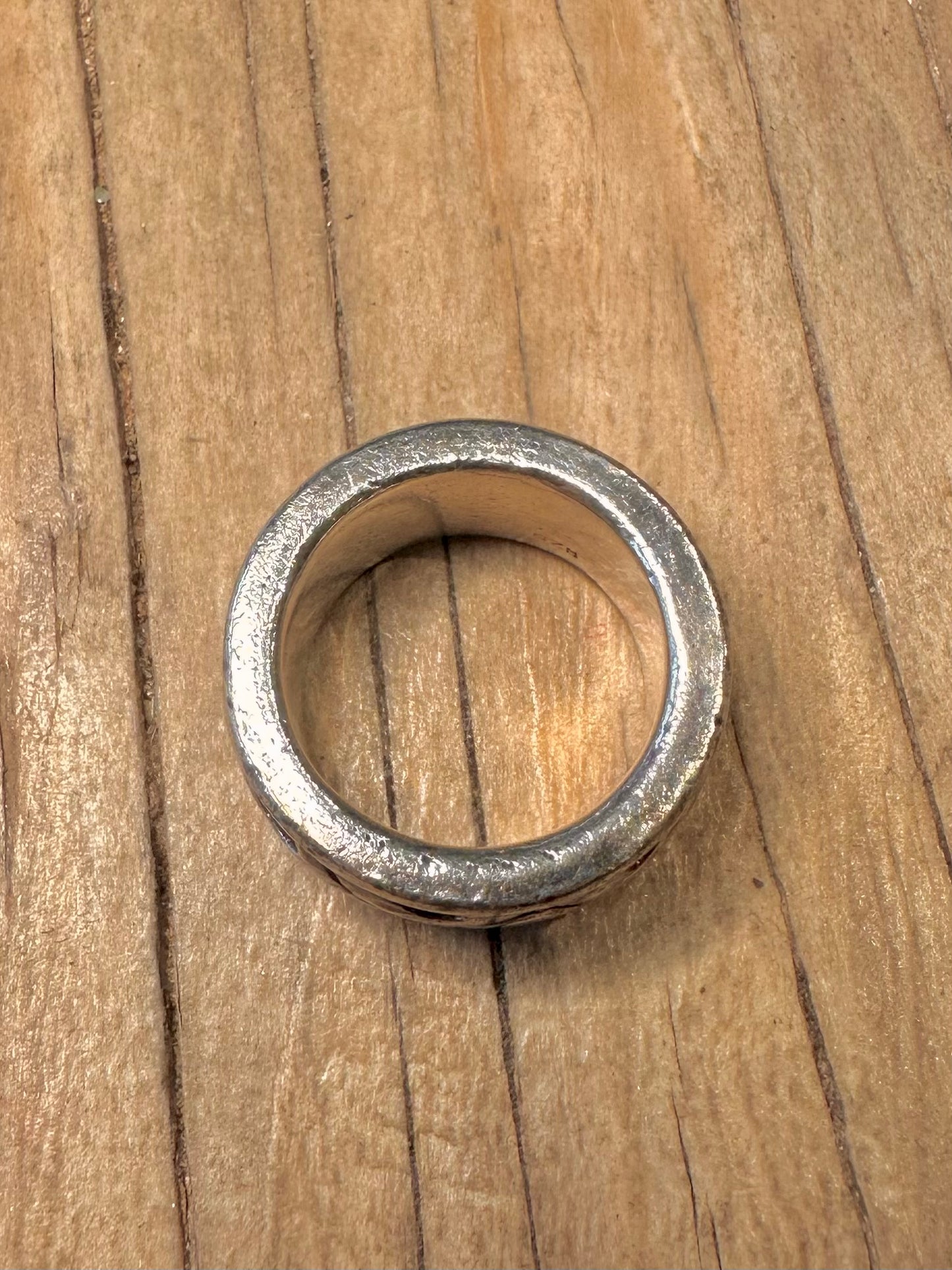 Vintage Chunky Engraved Spinner 925 Sterling Silver Size L1/2 Ring