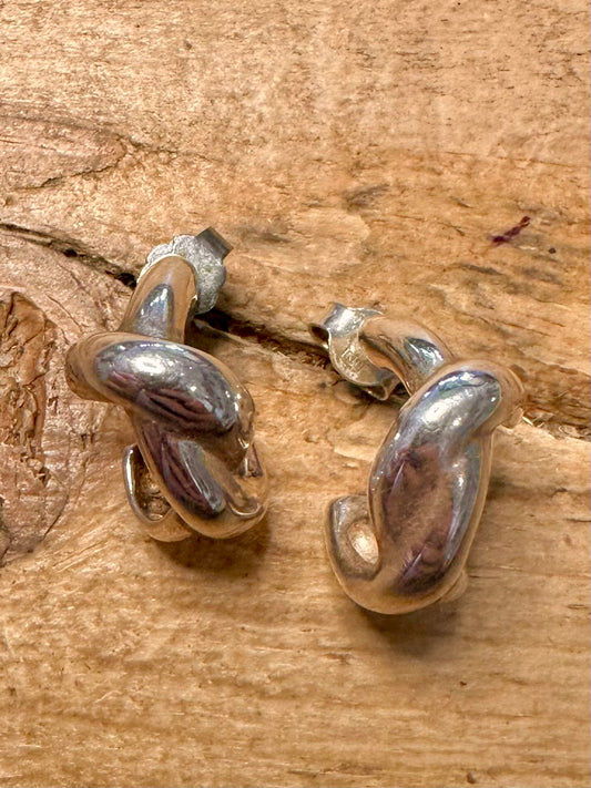 Abstract Knot Half Hoops 925 Silver Earrings