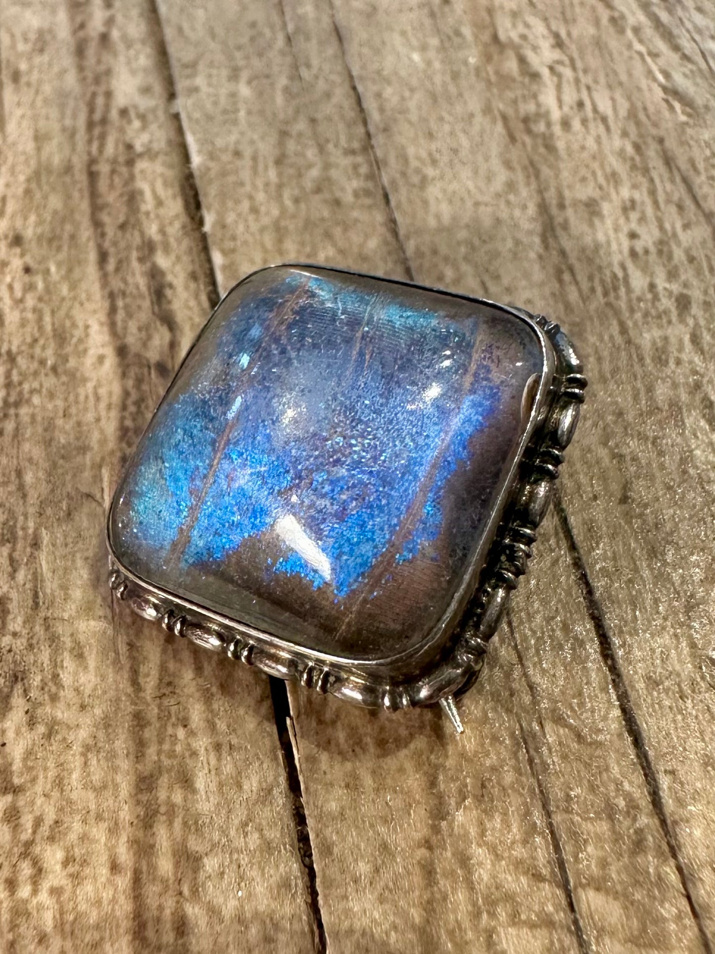 Vintage Butterfly Wing Square 925 Sterling Silver Brooch