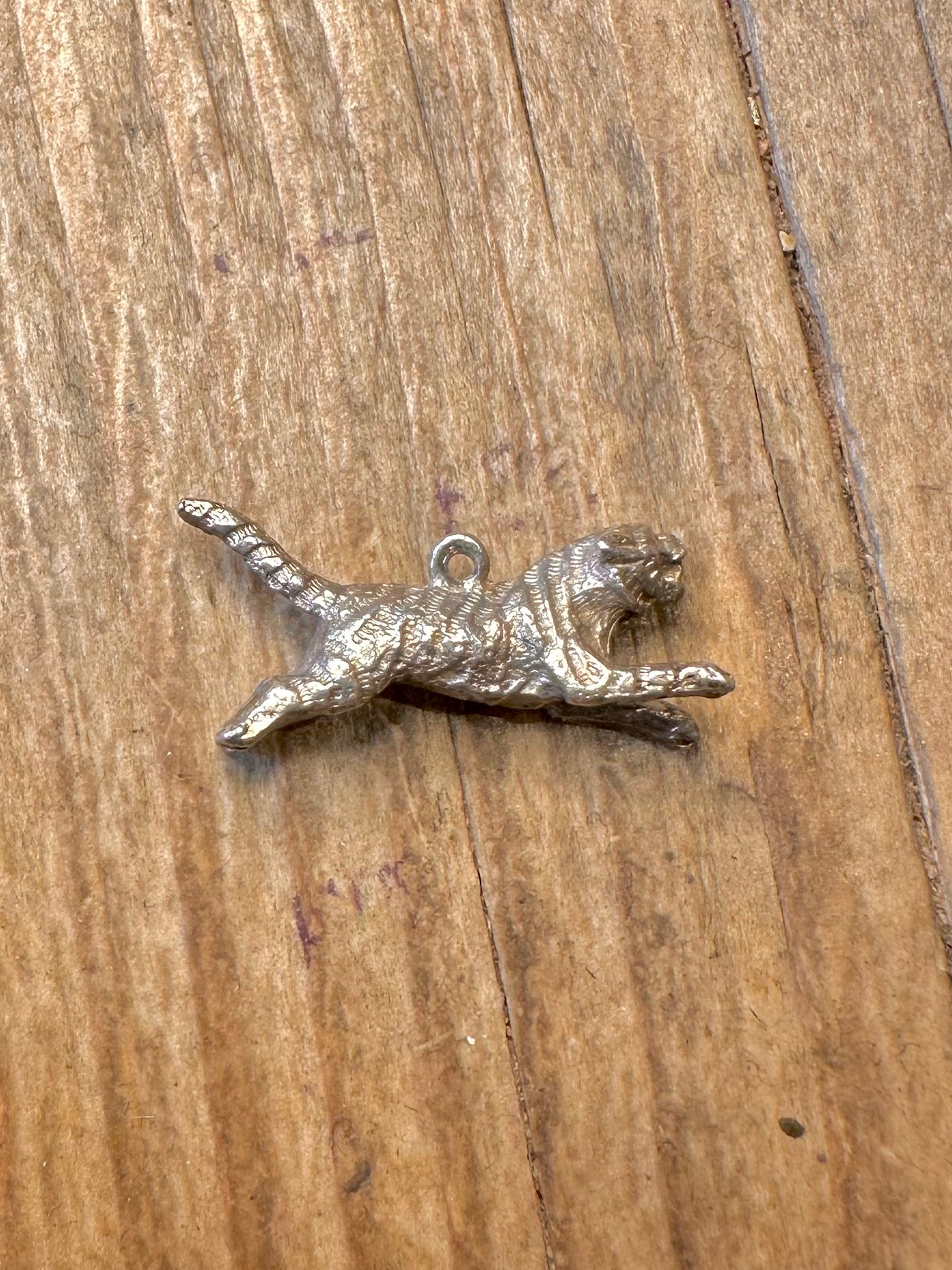 Tiger Springend 925 Sterlingsilber Anhänger