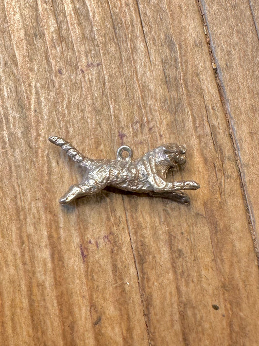 Tiger Leaping 925 Sterling Silver Charm Pendant
