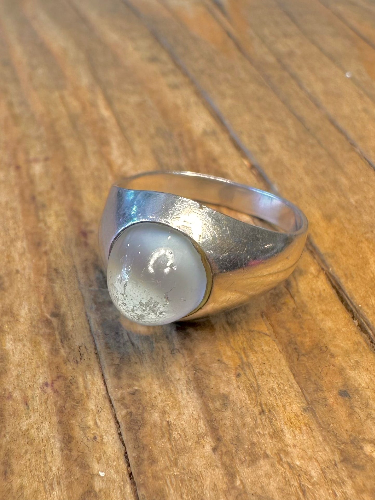 Moonstone Maker COF Denmark 925 Sterling Silver Size J Ring