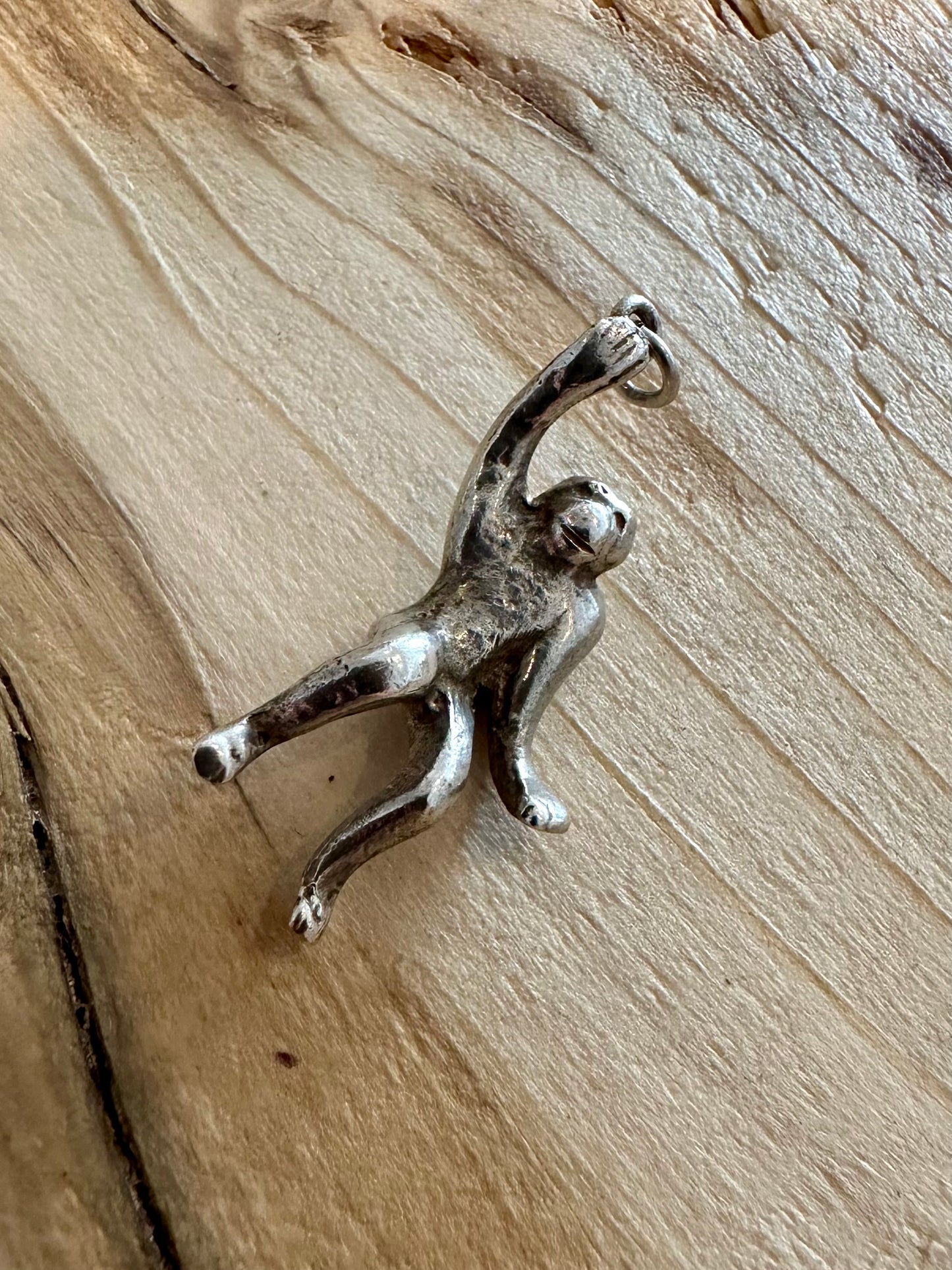 Vintage Hanging Monkey 925 Silver Charm Pendant