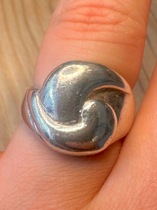 Vintage 1991 Chunky Abstract 925 Silver Size O1/2 Ring