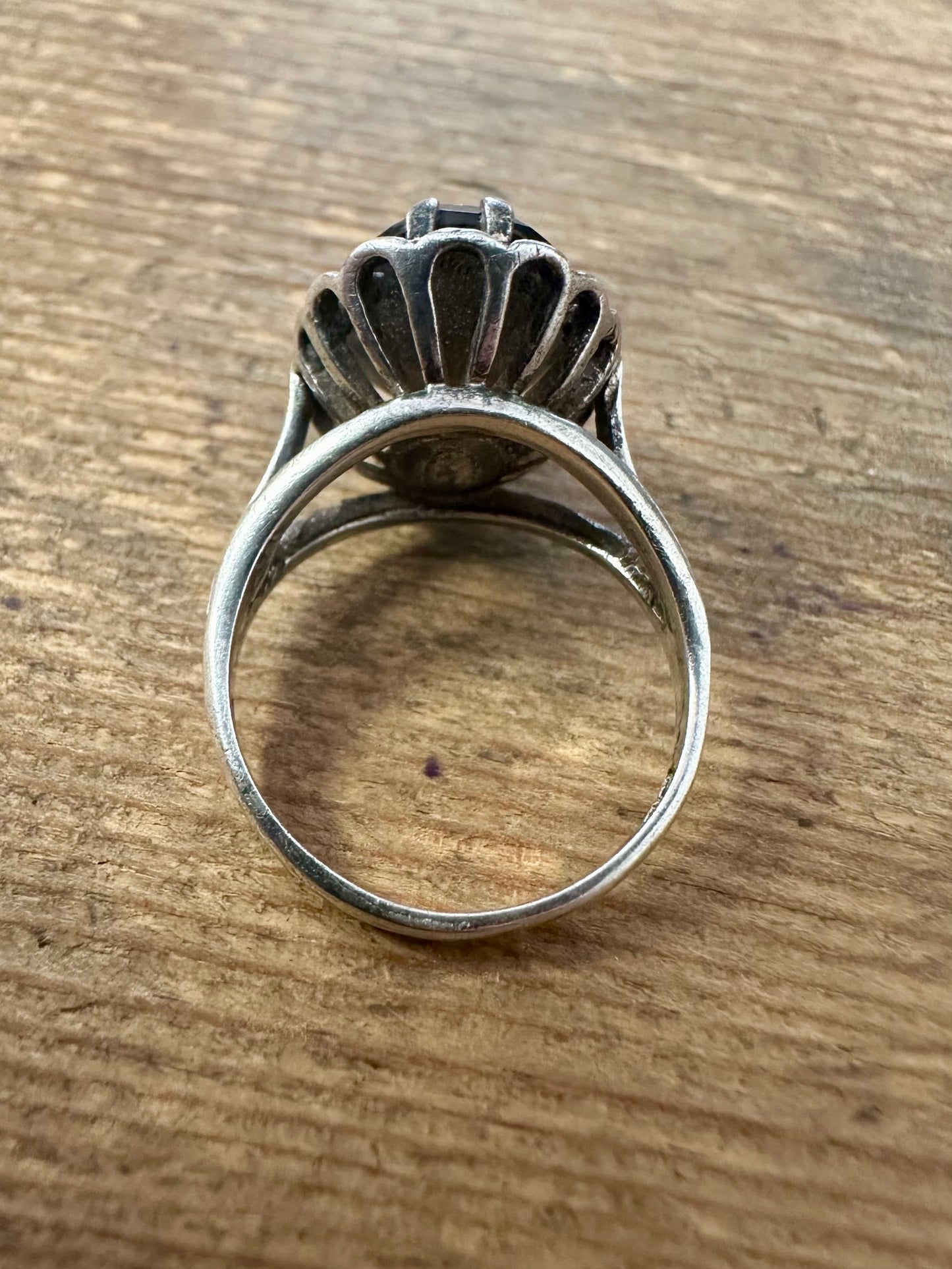 Vintage 1978 Smokey Quarts 925 Silver Size L Ring