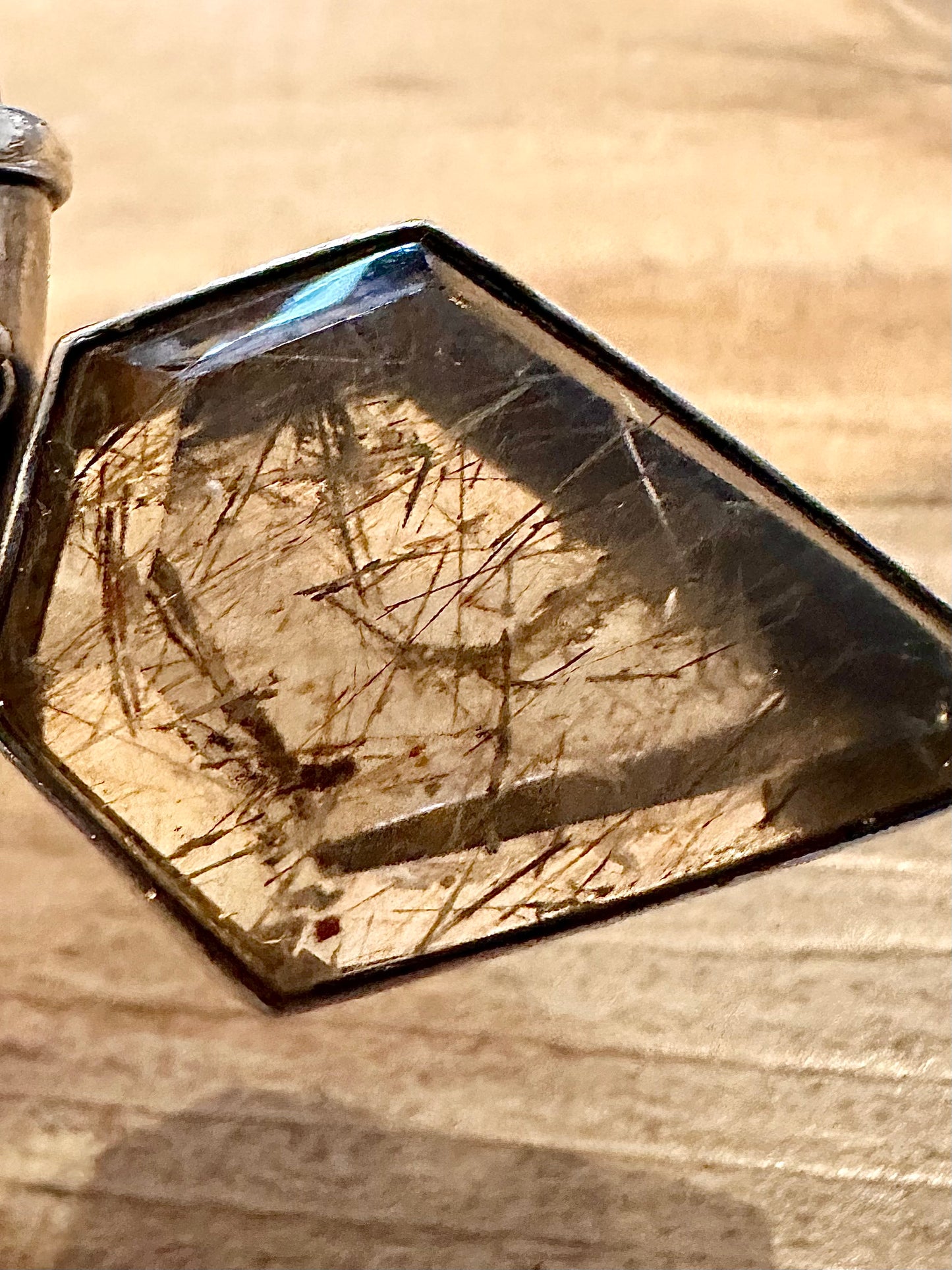 Abstract Rutile Quarts 925 Silver Pendant