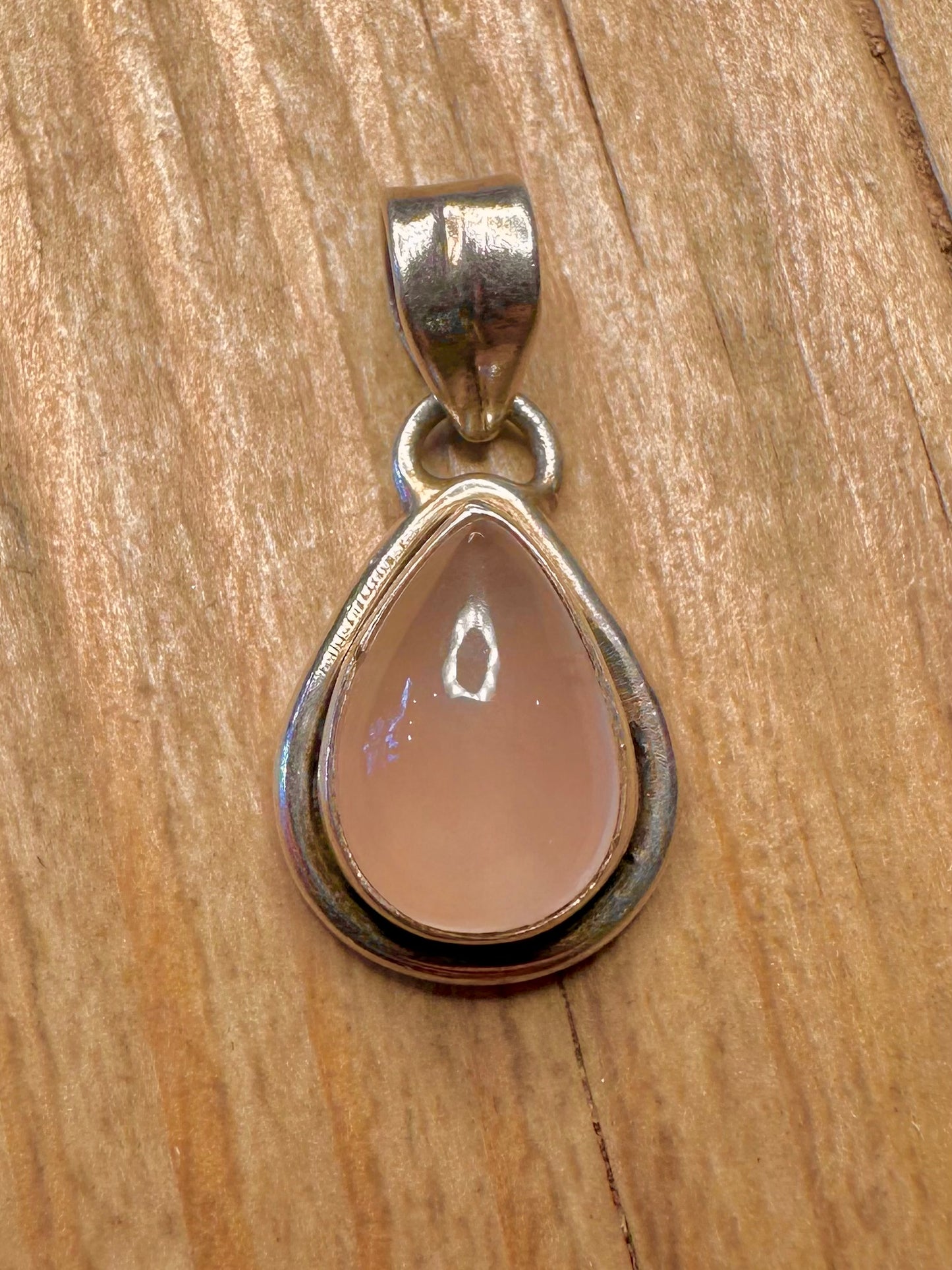 Vintage Rose Quarts 925 Sterling Silver Pendant