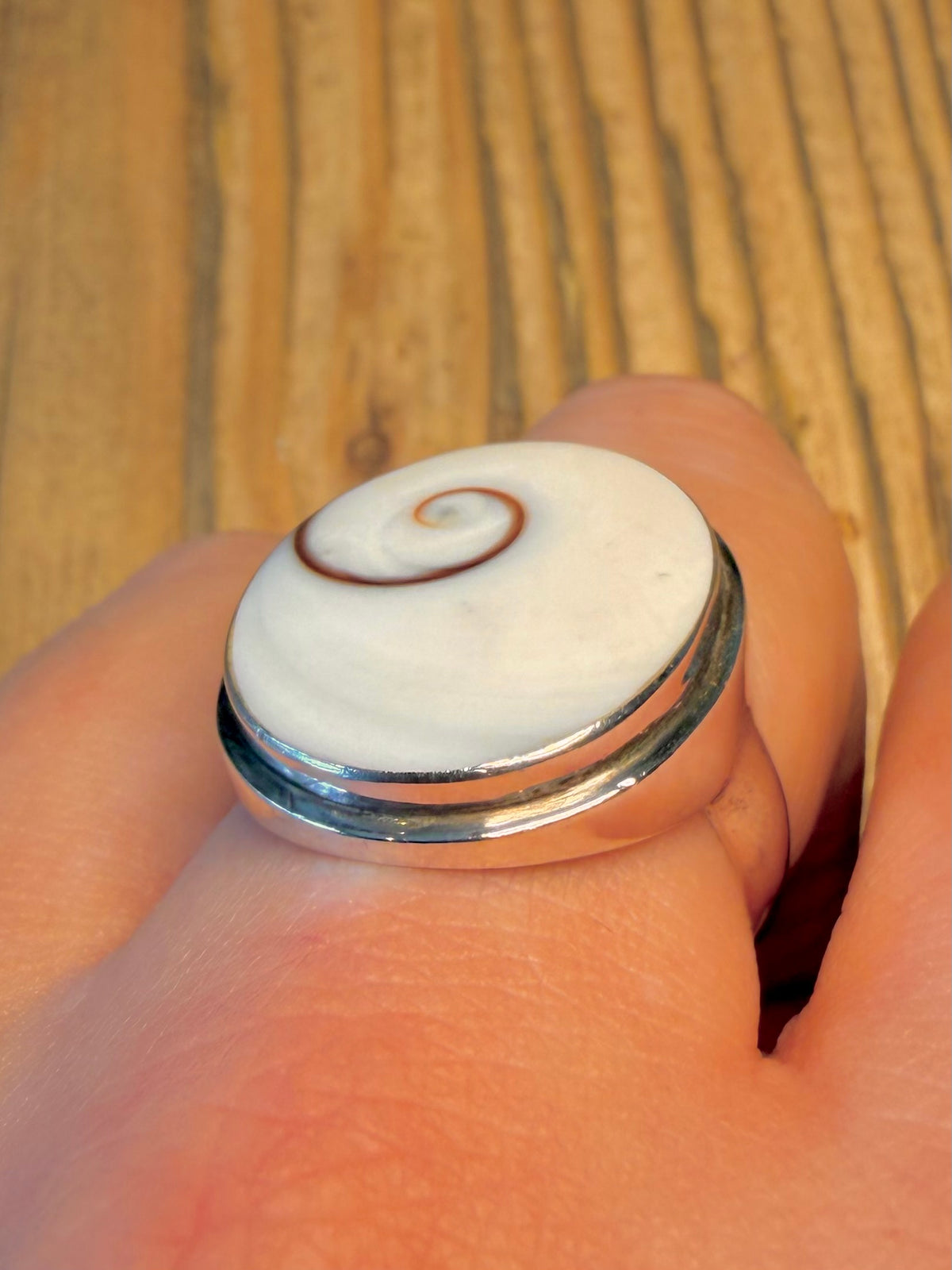 Shiva Eye Shell 925 Sterling Silver Size R Ring