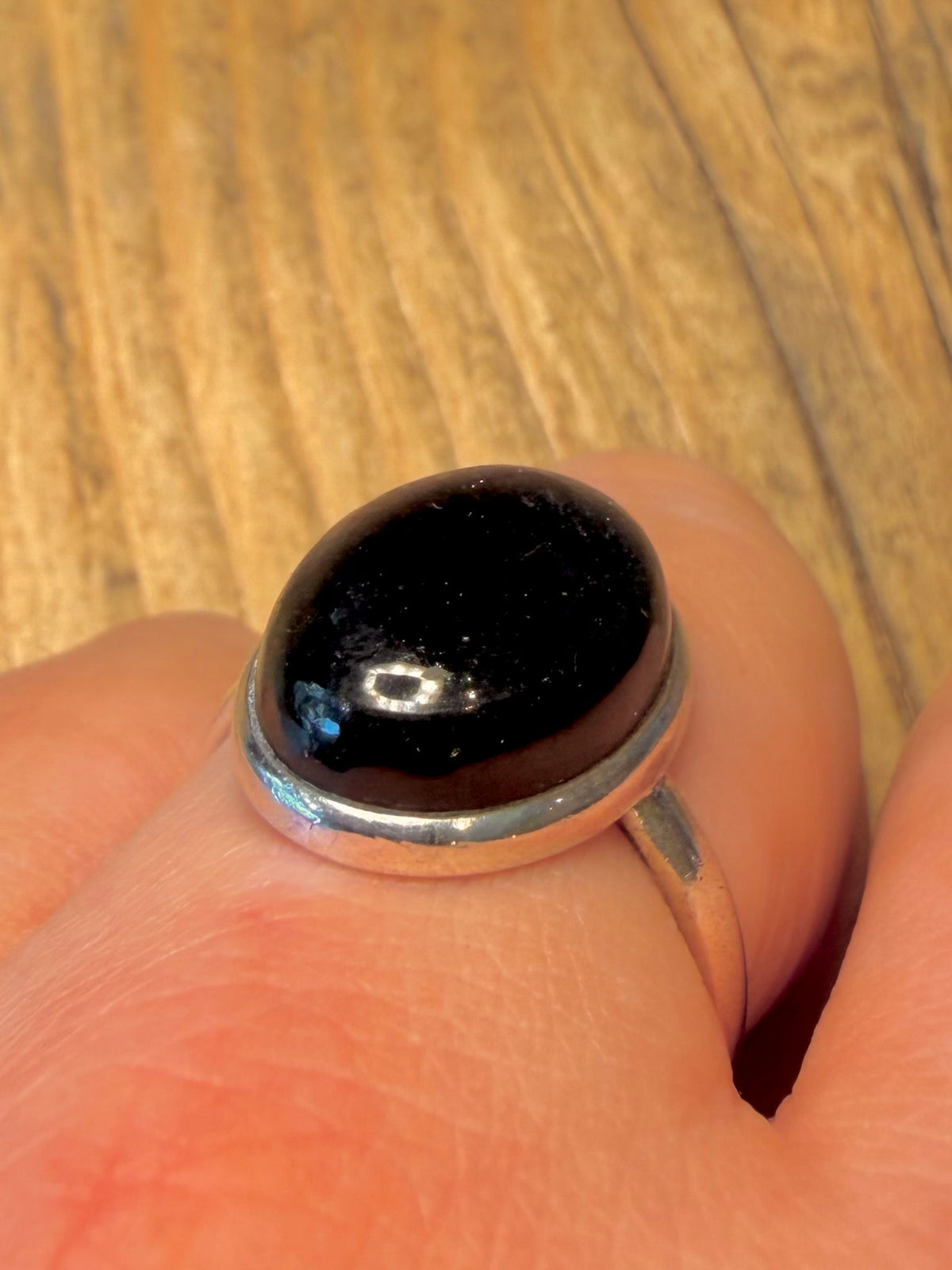 Blue Sandstone Oval 925 Sterling Silver Size V Ring