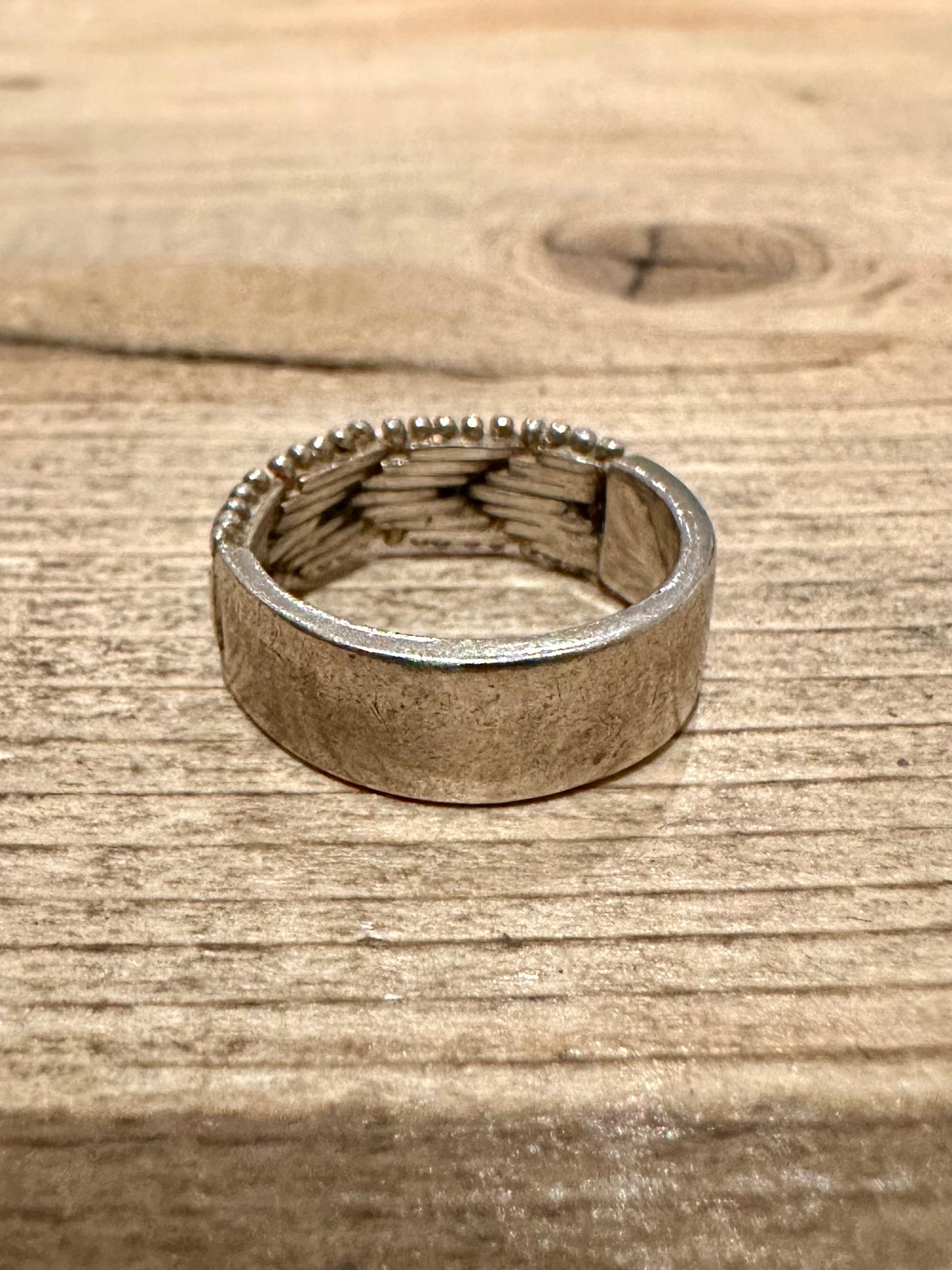 Vintage Woven Band 925 Silver Size J Ring