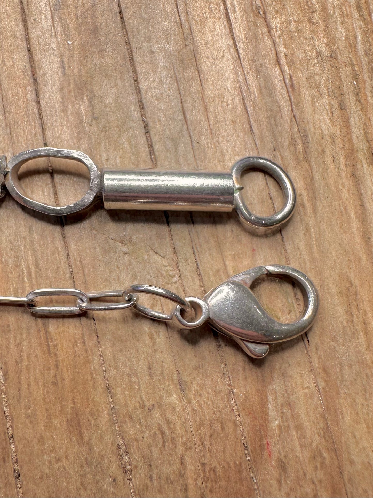 Abstract Paper Link Cylinder Handmade 925 Sterling Silver 17.5 inch Necklace