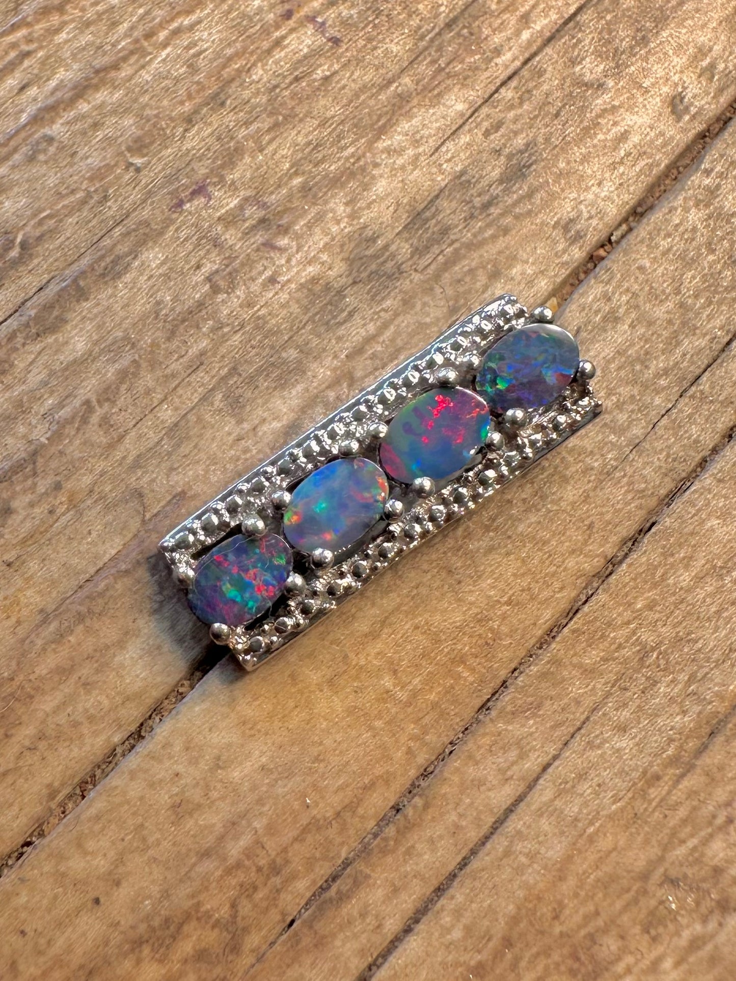 Moderner schwarzer ovaler Opal-weißer CZ-Rechteck-Anhänger aus 925er Sterlingsilber