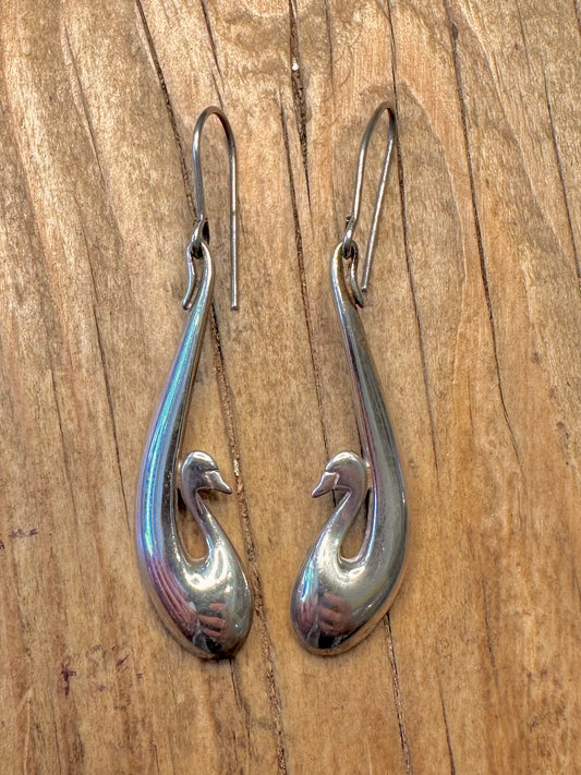 Vintage Schwan-Macher OMG 925 Sterling Silber Ohrringe