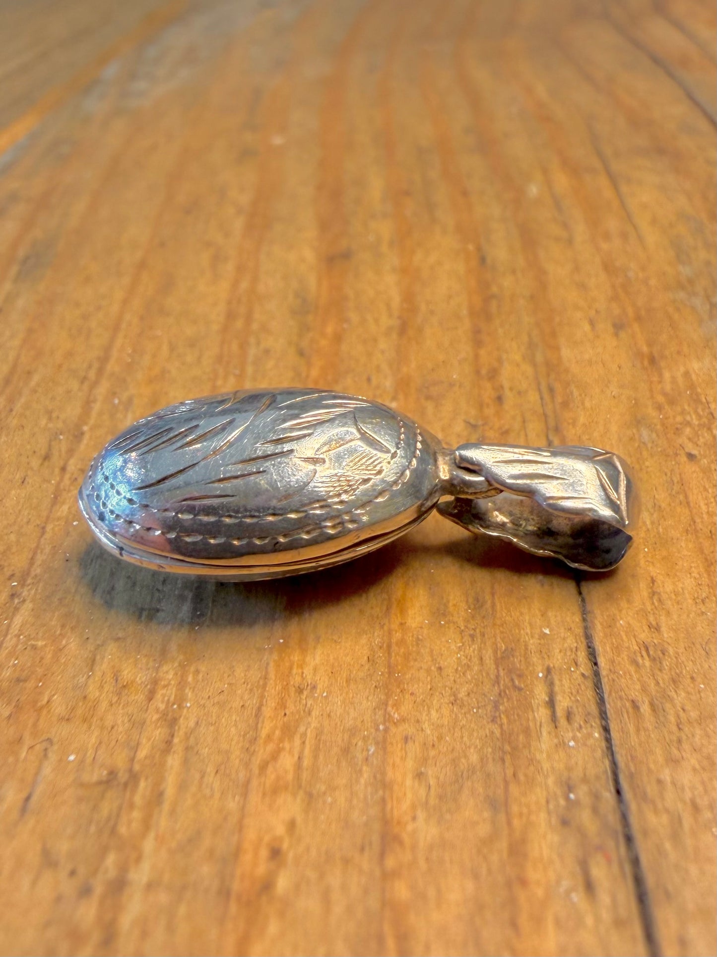 Oval Engraved Locket 925 Sterling Silver Pendant