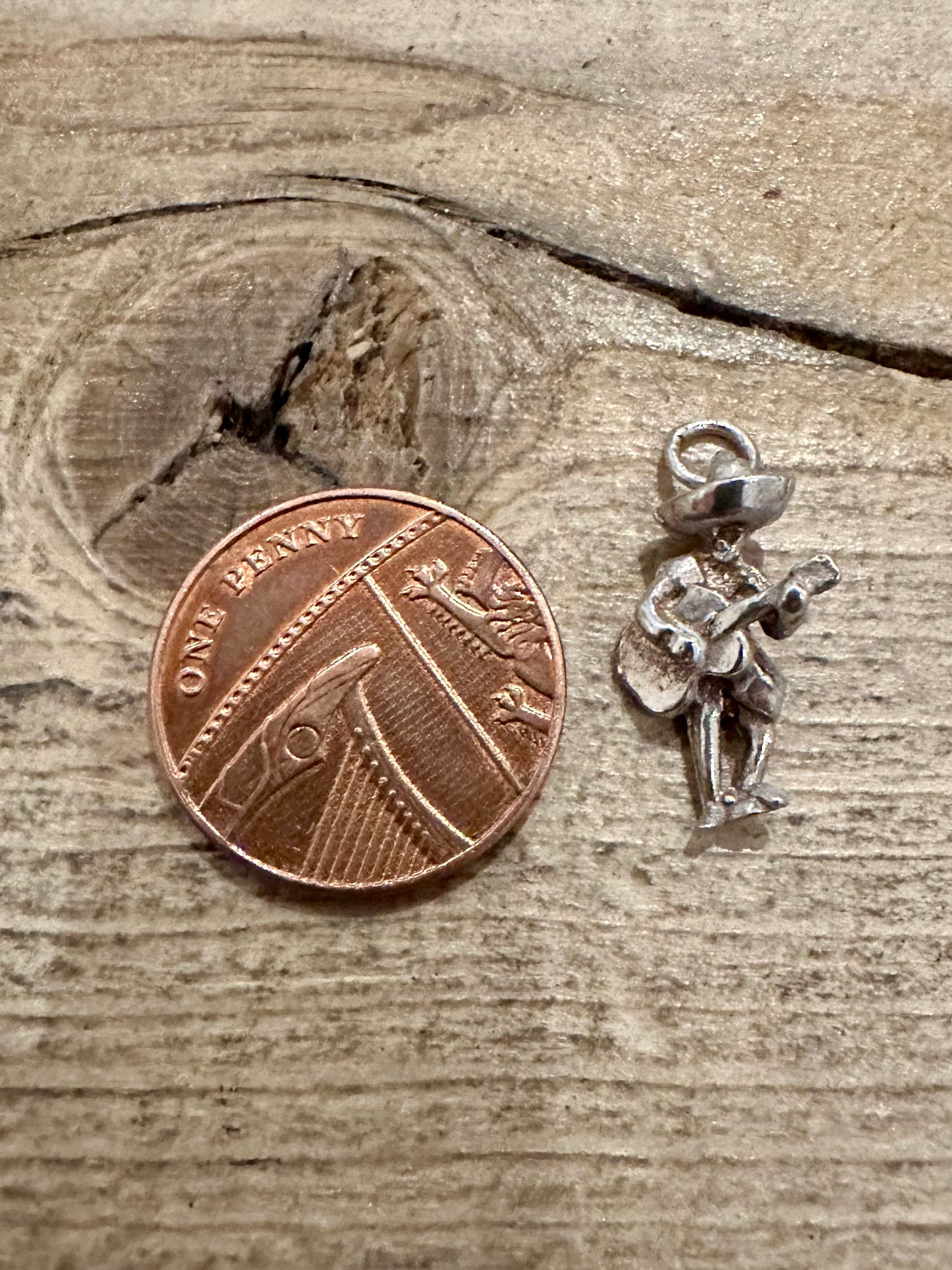 Vintage Cowboy with Guitar 925 Silver Charm Pendant