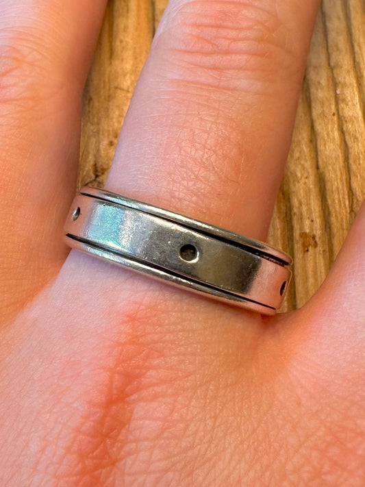 Spinner Band Circle Cut Out 925 Sterling Silver Size Z+5 Ring