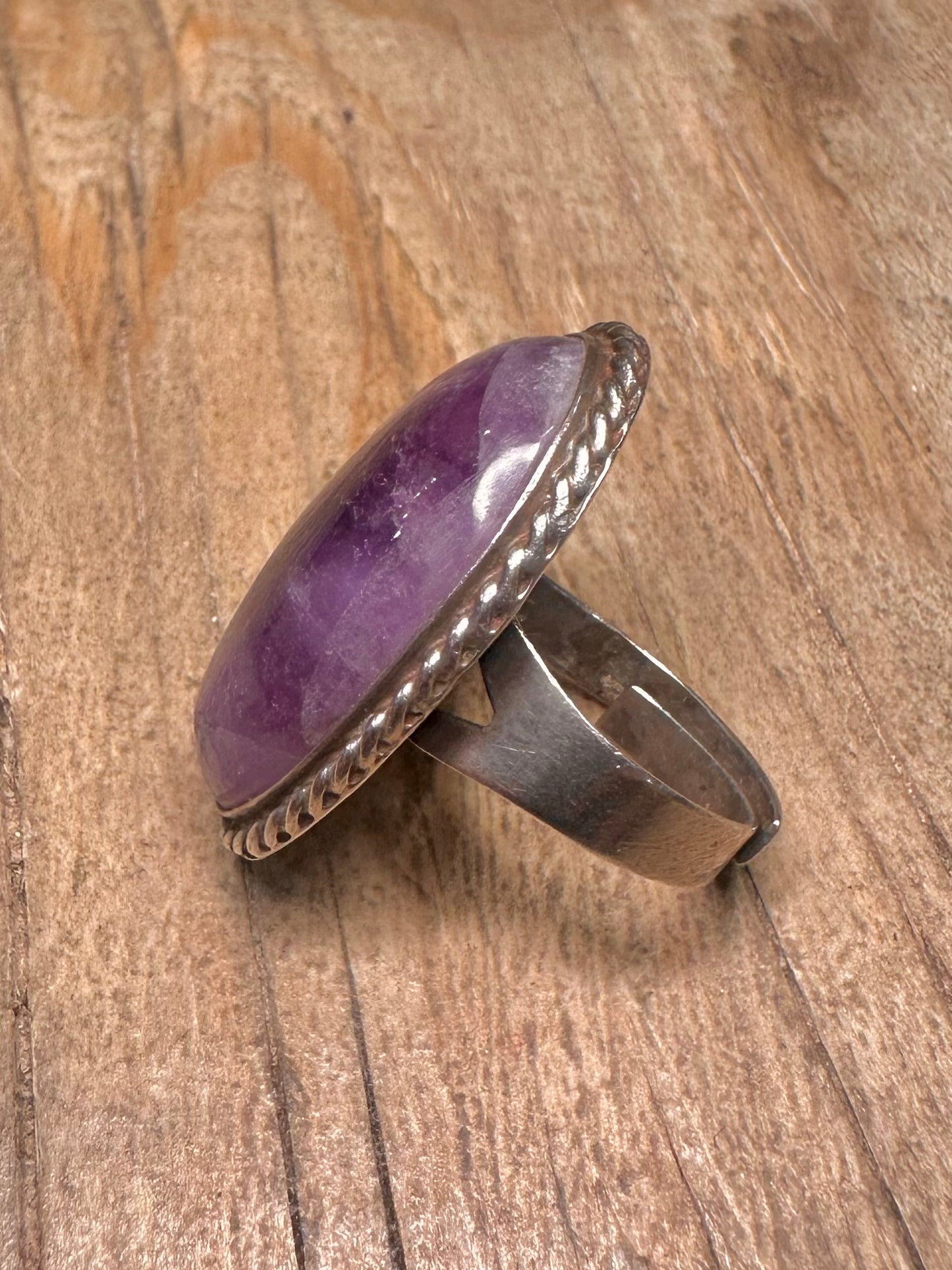 Vintage Amethyst Oval Mexico Adjustable Size N Ring