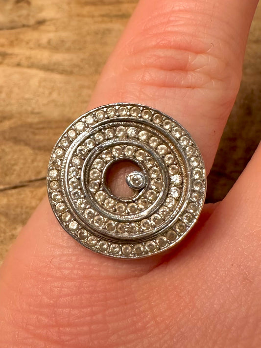 Modern Swirl CZ 925 Silver Size N Ring