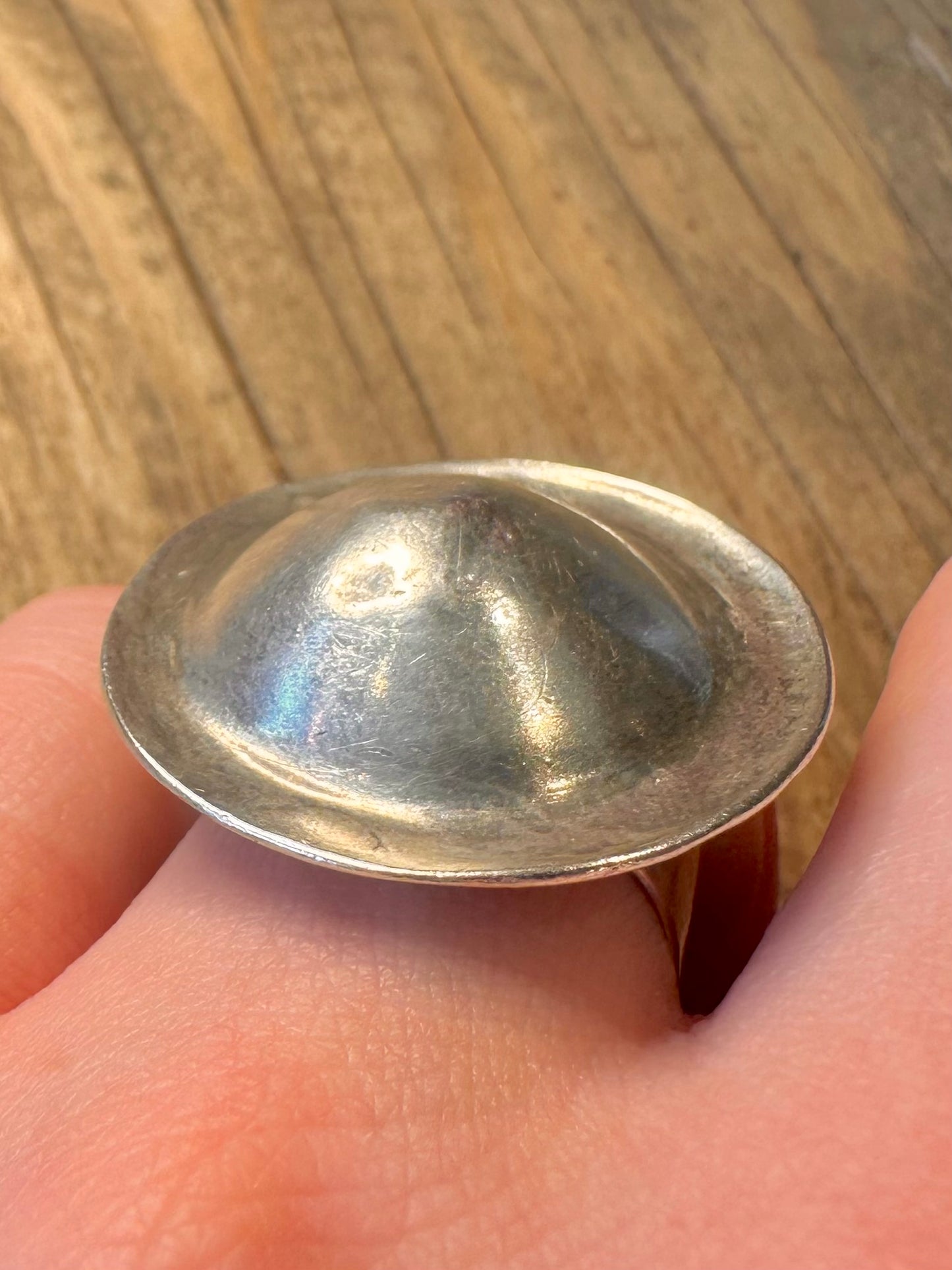 Abstract Disc Dome 925 Sterling Silver Size Q Ring