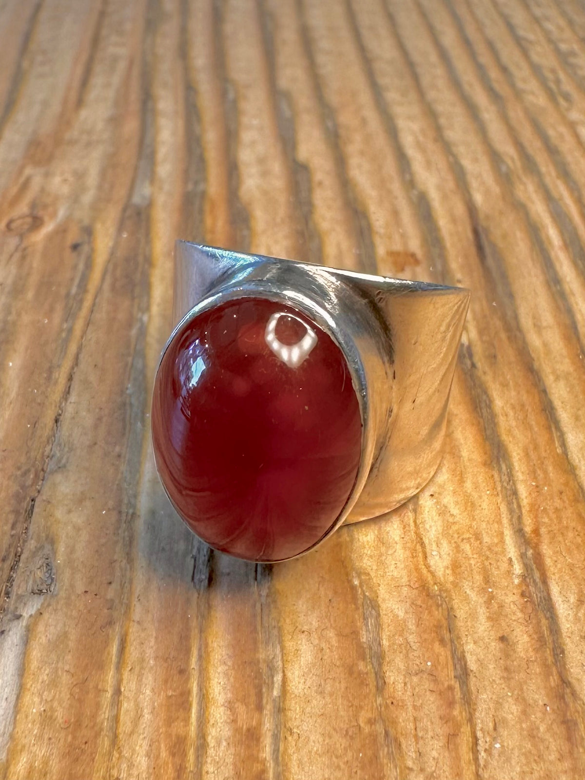 Carnelian Oval 1993 925 Sterling Silver Size M1/2 Ring