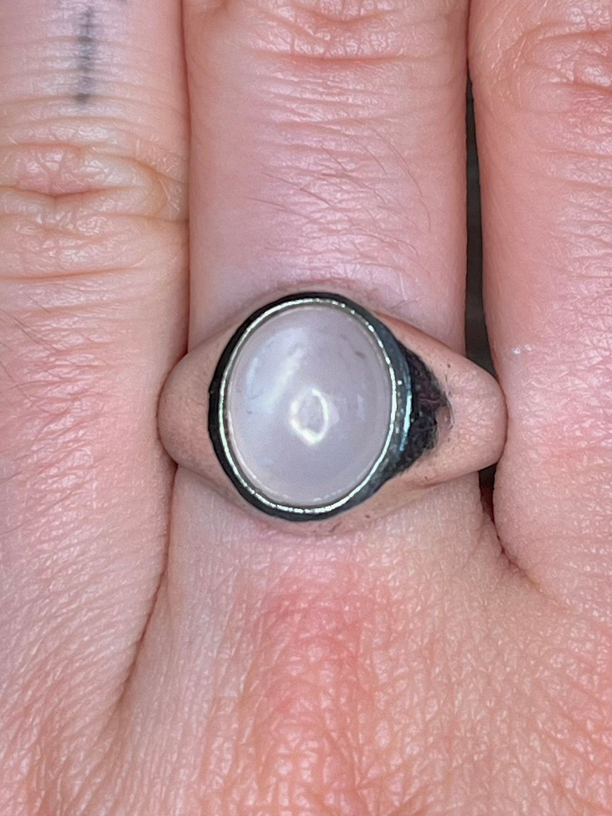 Oval Moonstone Signet 925 Sterling Silver Size L1/2 Ring