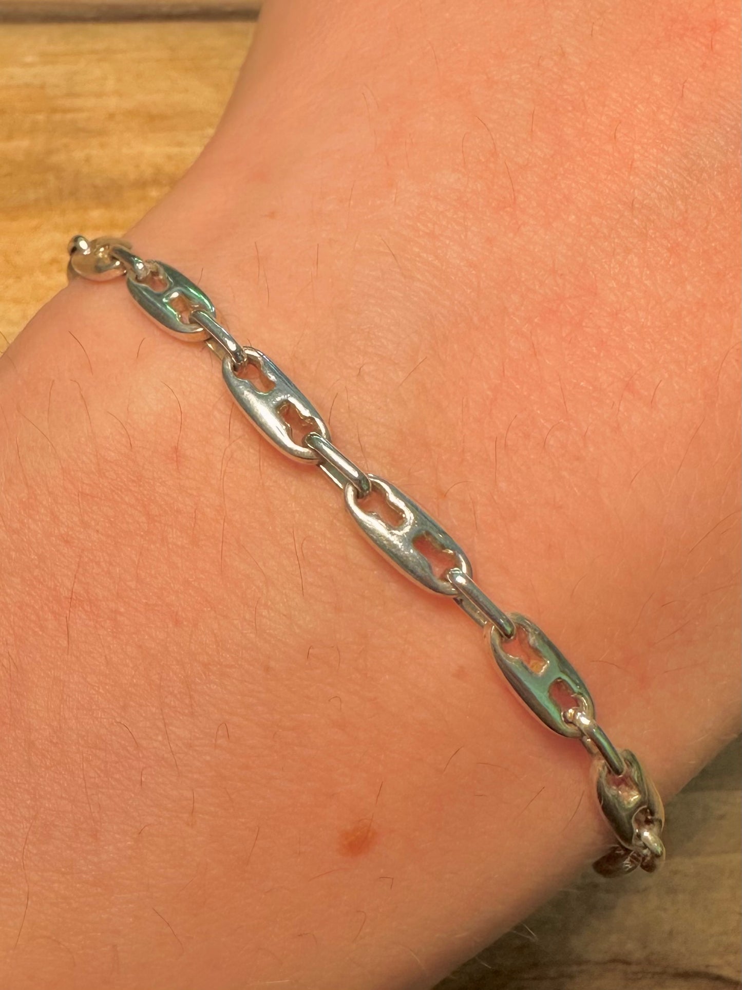Vintage Anchor Link 925 Silver 7 inch Bracelet