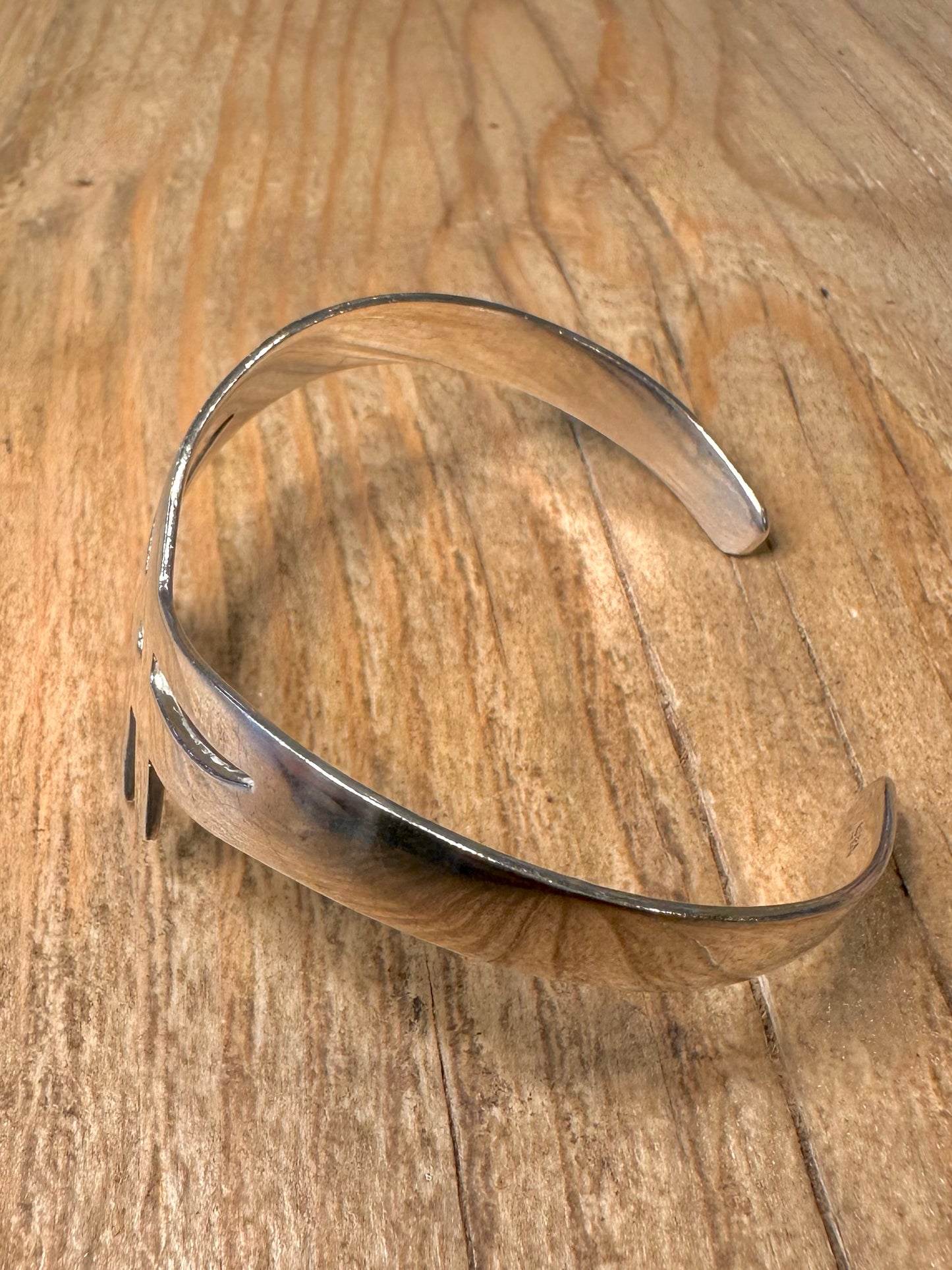 Modernist Contemporary Shaped Cuff 925 Sterling Silver Bangle