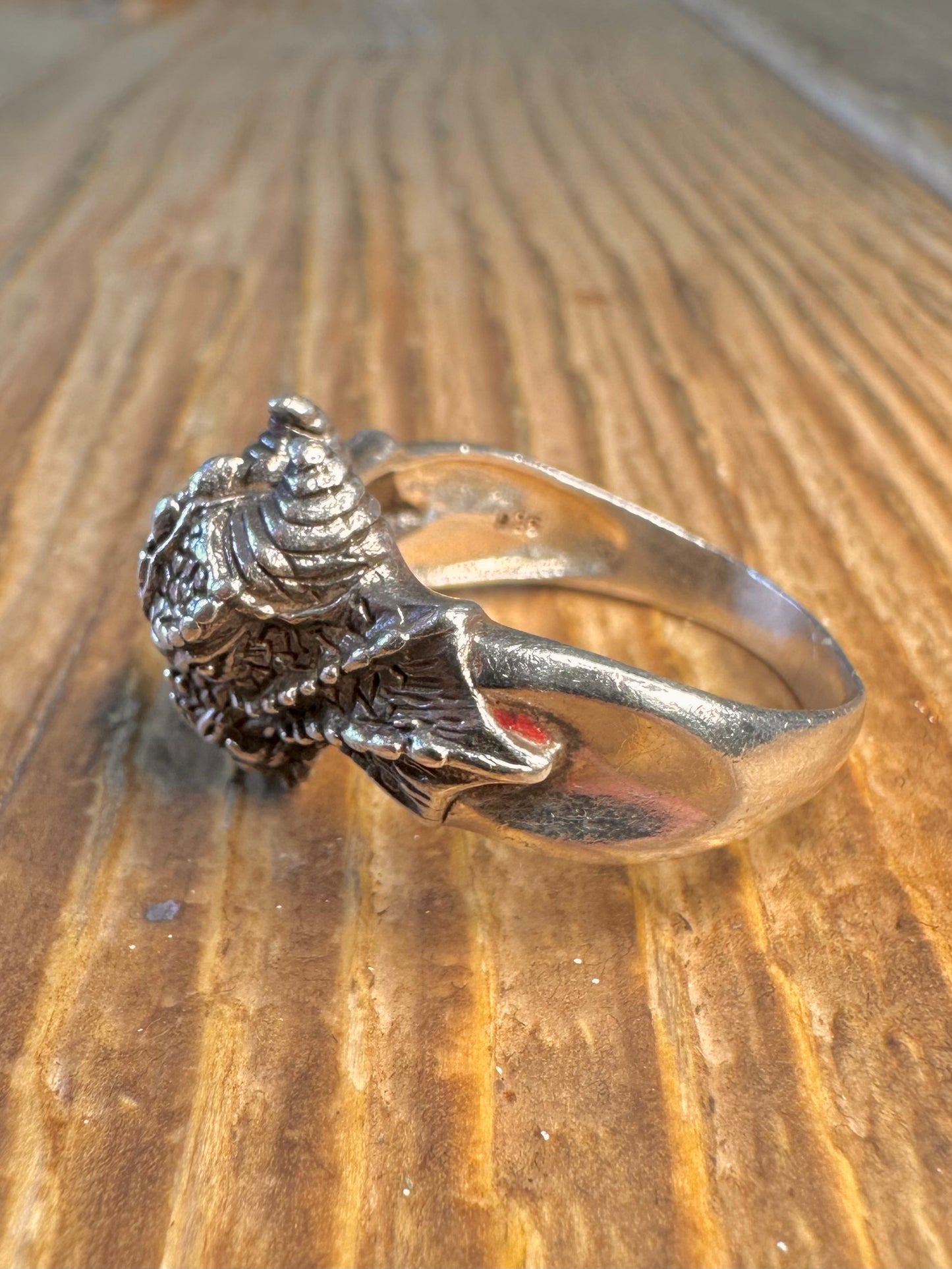 Dragon Intricate Textured 925 Sterling Silver Size V Ring