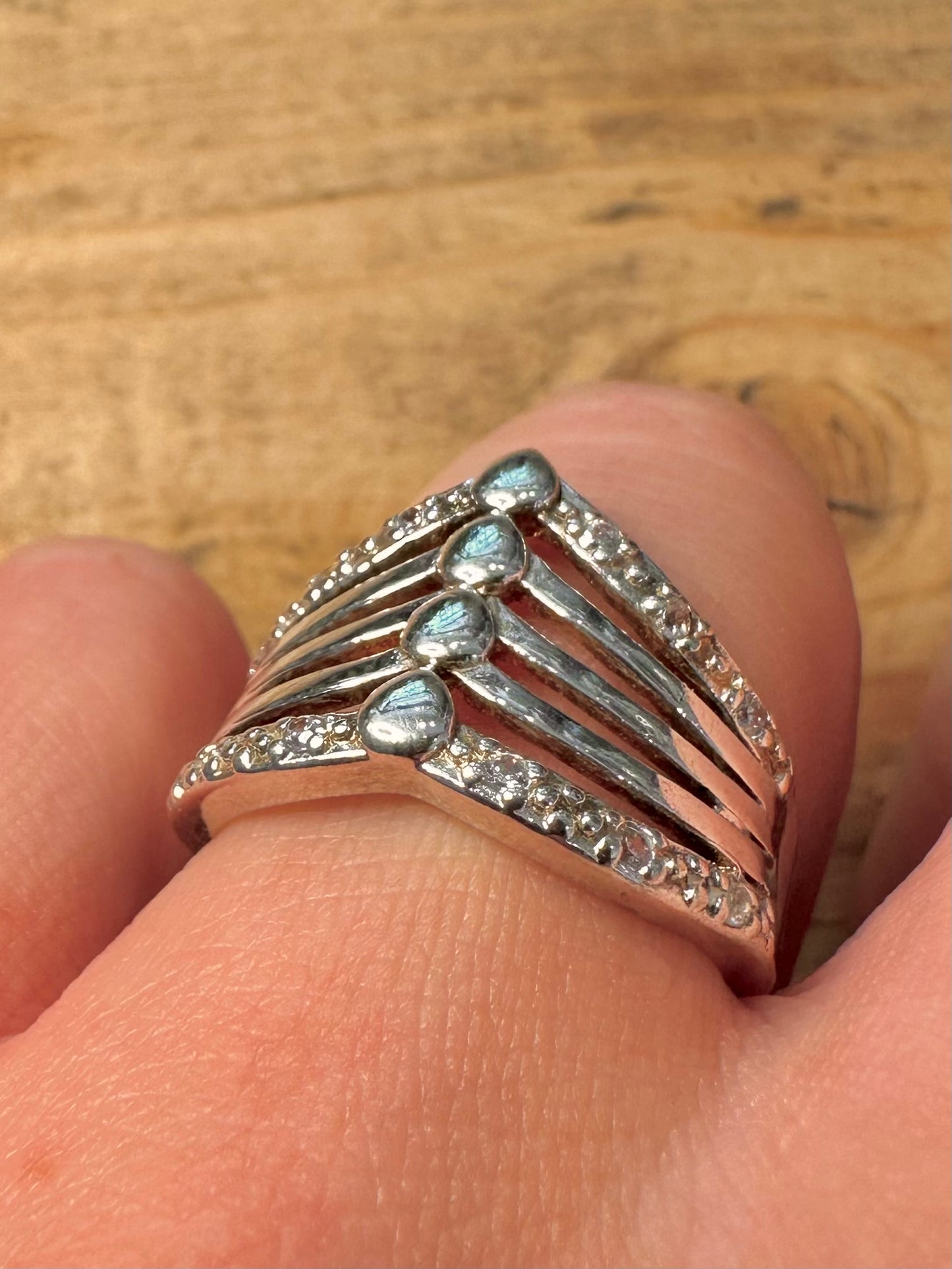 Abstract Layer 925 Silver Size O Ring