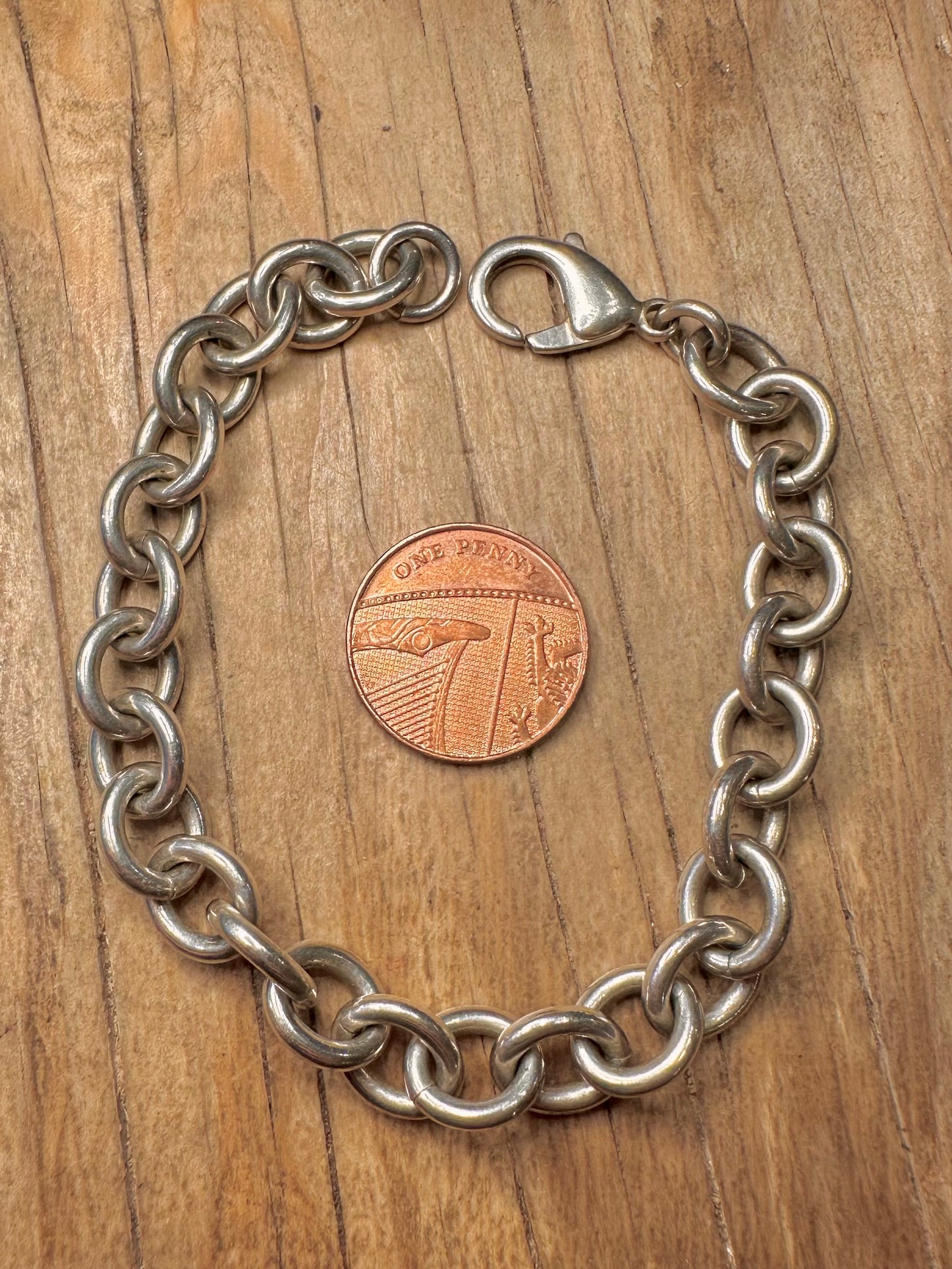 Vintage Chunky Oval Link 925 Sterling Silver 8 inch Bracelet