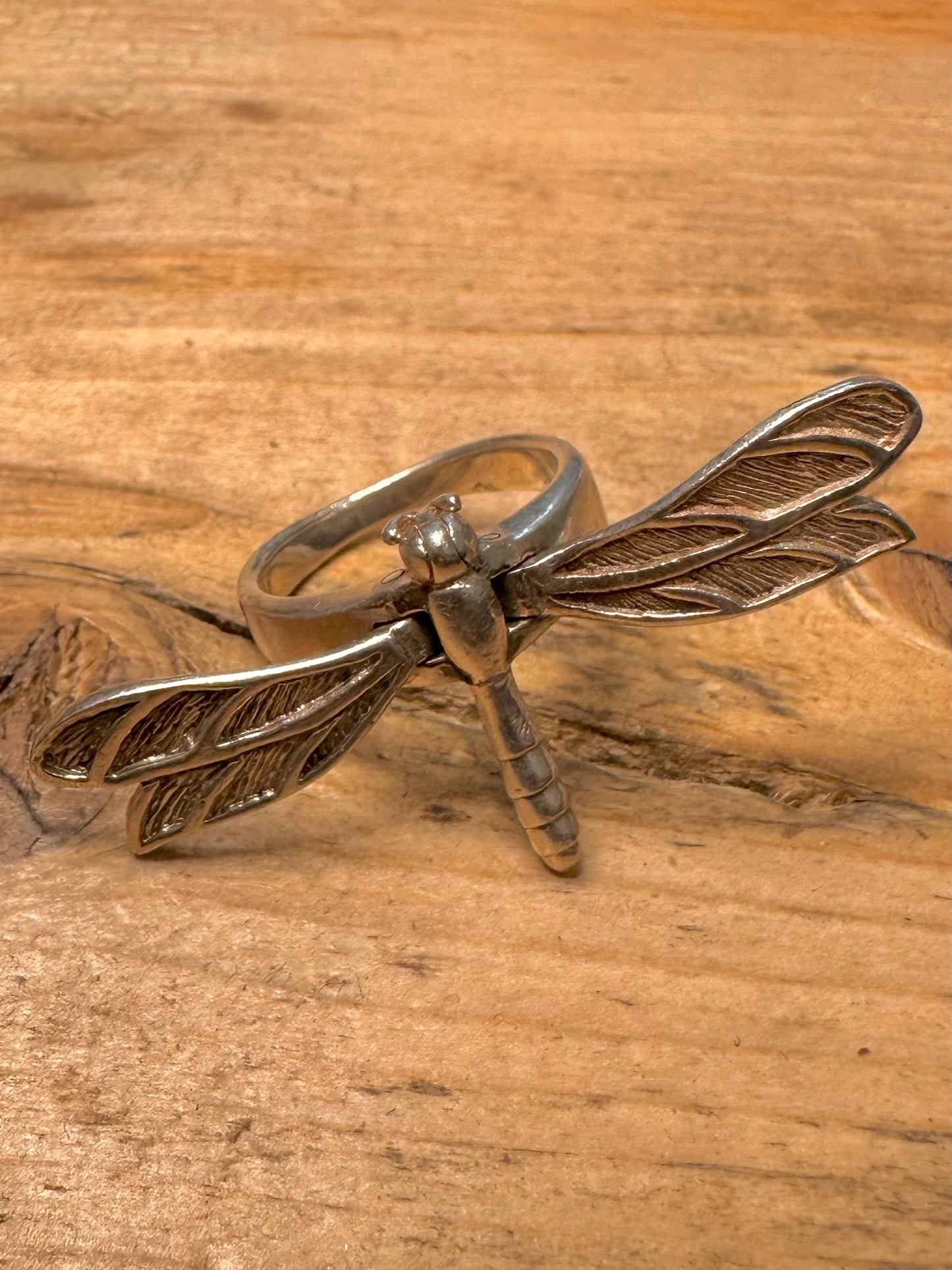 Abstract Mechanical Dragonfly 925 Silver Size R Ring