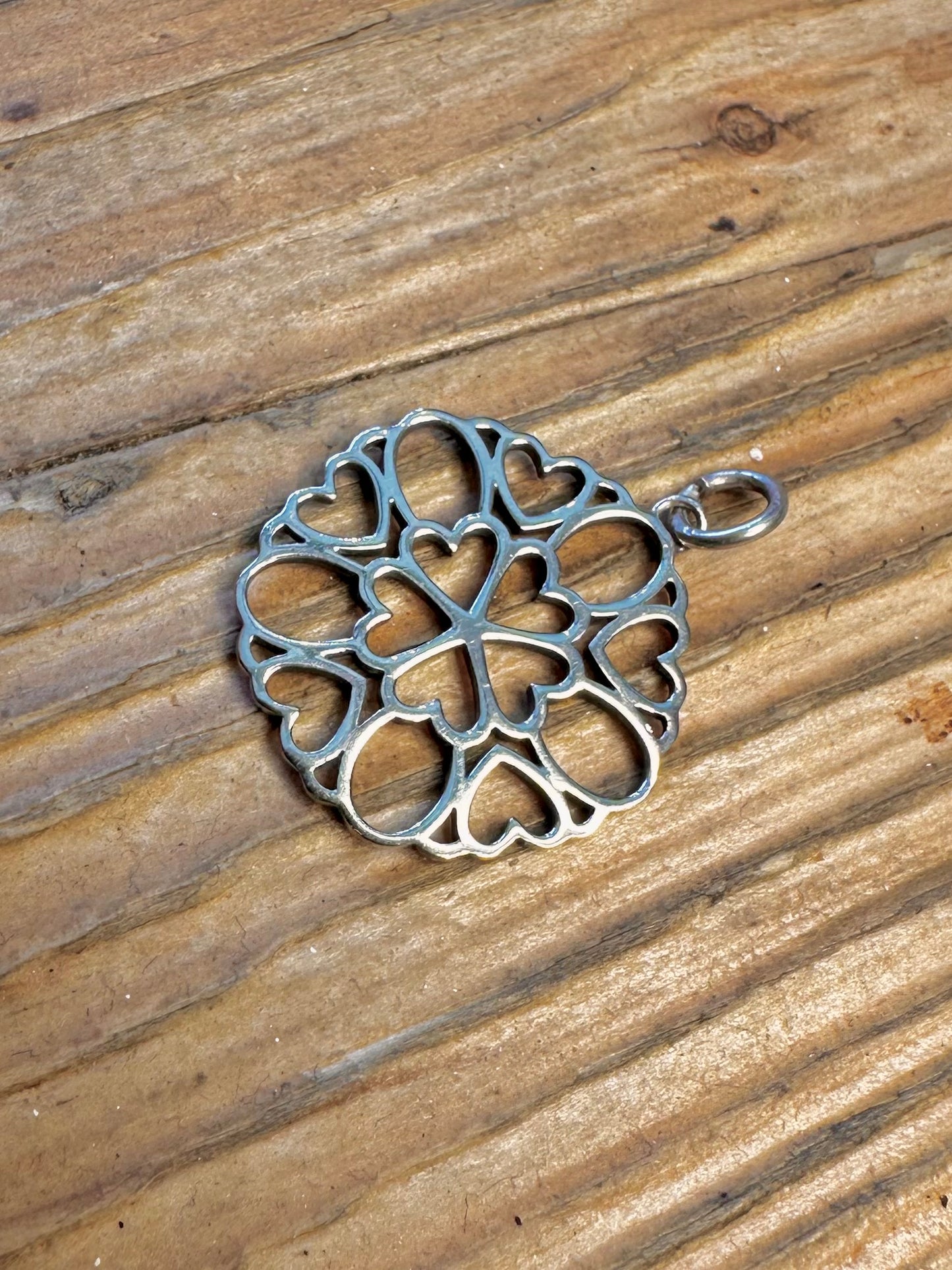 Heart Floral Circle 925 Sterling Silver Pendant