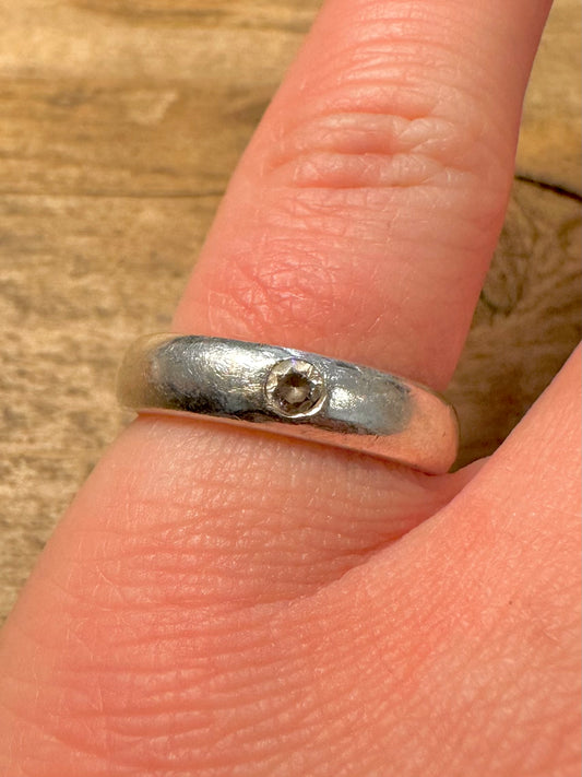 Vintage CZ Band 925 Silver Size N1/2 Ring