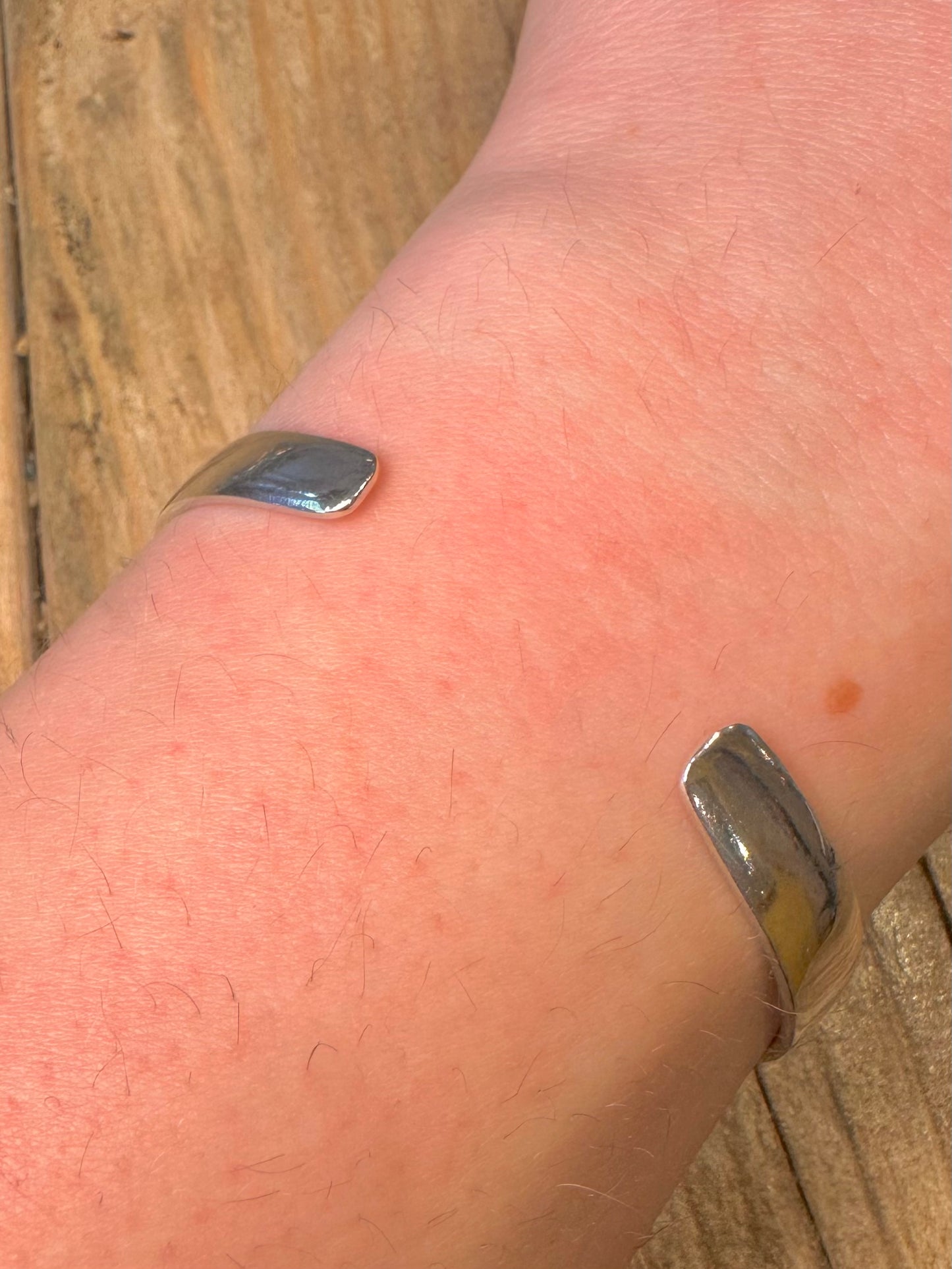 Modernist Contemporary Shaped Cuff 925 Sterling Silver Bangle