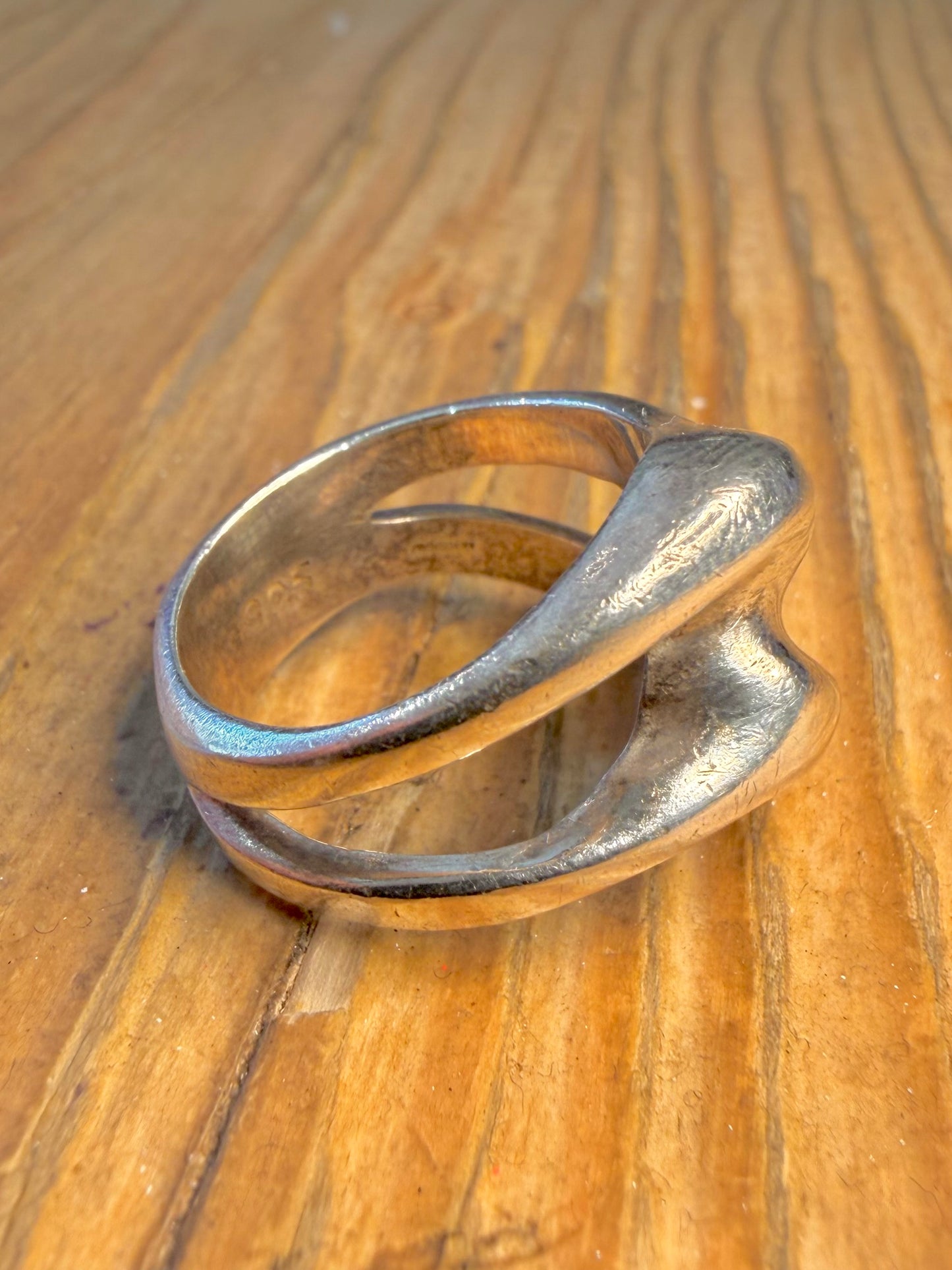 Abstract Overlapping 925 Sterling Silver Size Q1/2 Ring