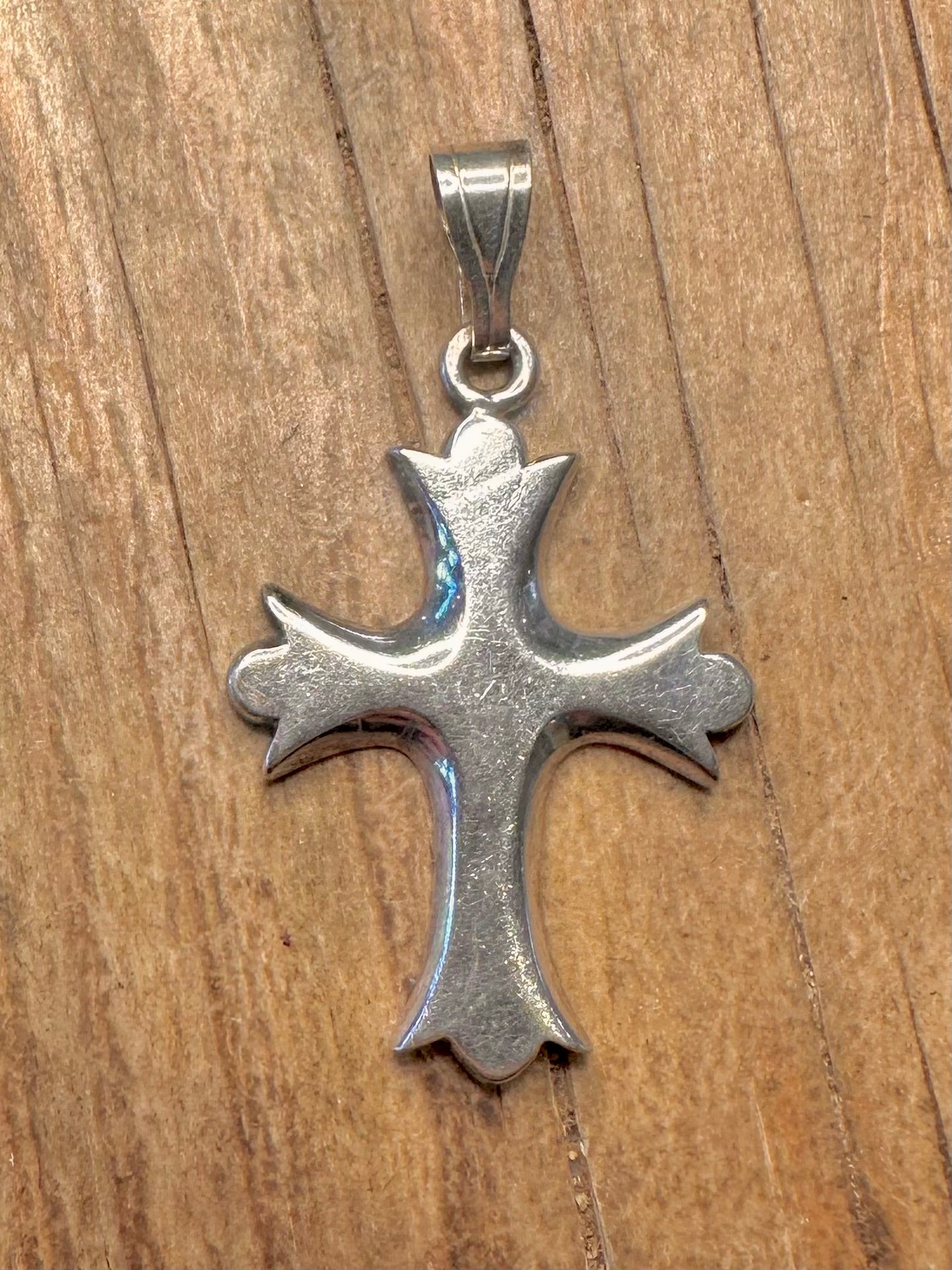 Vintage Kreuz Lilie 925 Sterling Silber Anhänger
