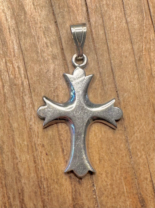 Vintage Kreuz Lilie 925 Sterling Silber Anhänger