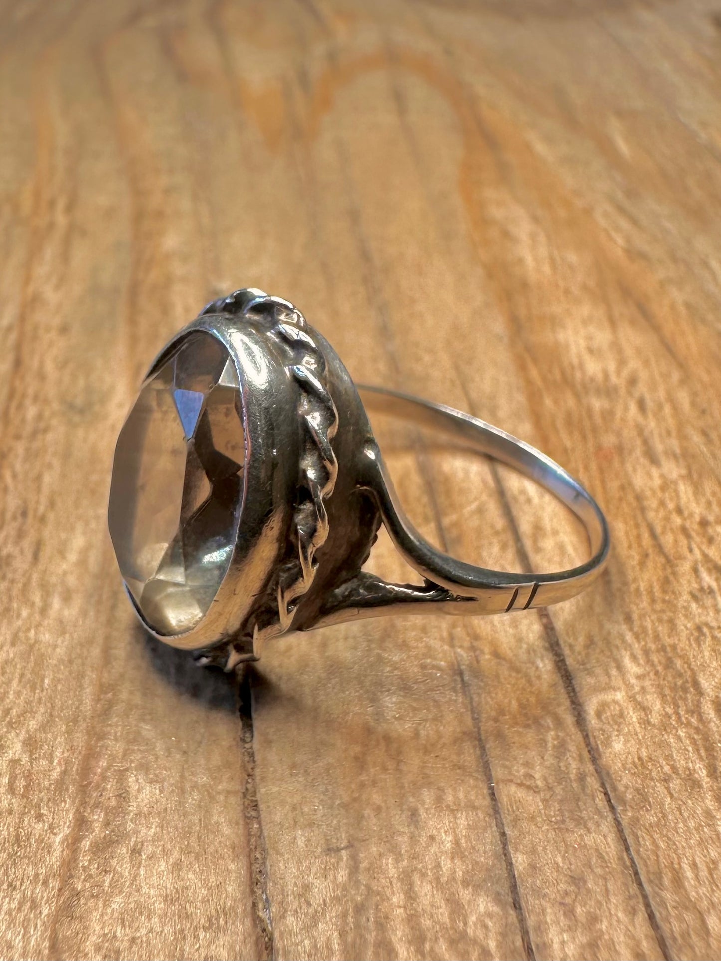 Vintage Quarts Oval 925 Sterling Silver Size S Ring