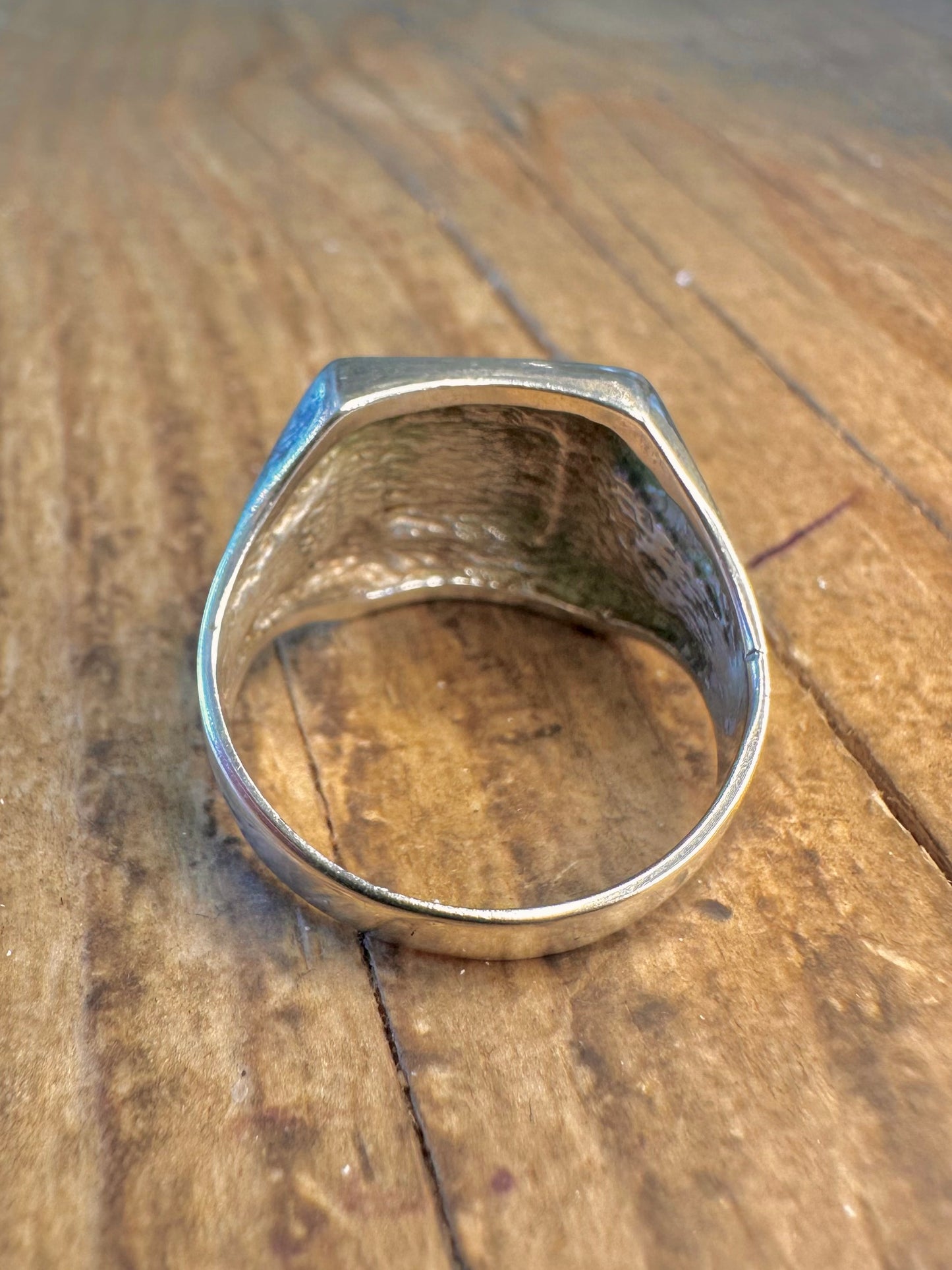 Signet 1974 Square Engraved Textured 925 Sterling Silver Size P Ring