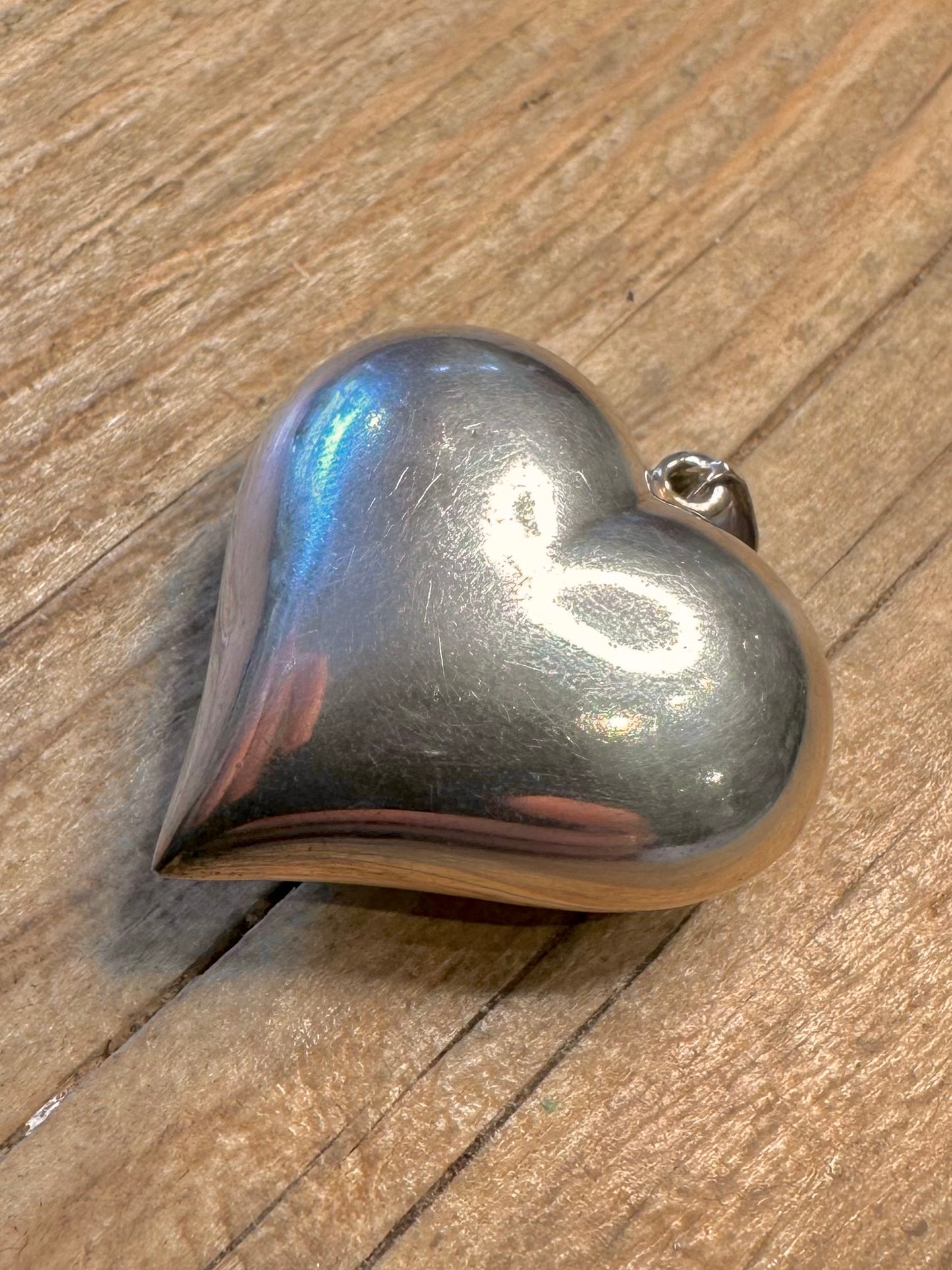 Vintage Großer Puff Herz Anhänger aus 925 Sterlingsilber