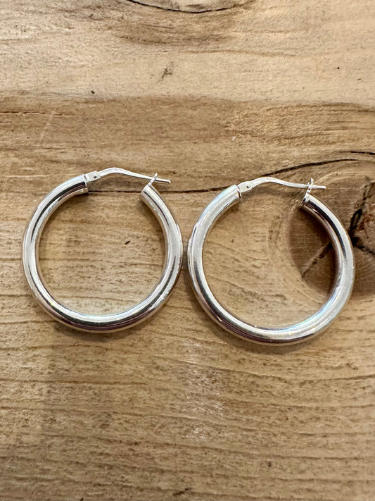 Vintage Rounded Hoops 925 Silver Earrings