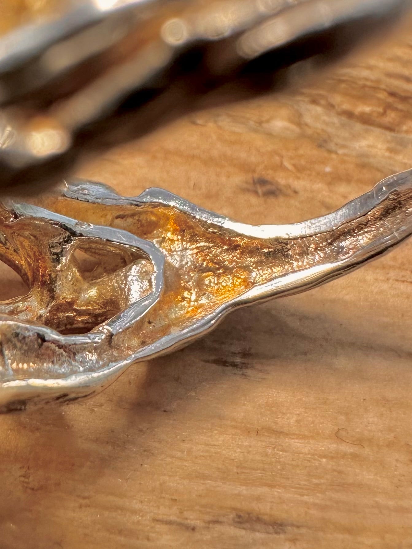 Abstract Large Citrine Stone Claw Mount 925 Silver Size R Ring