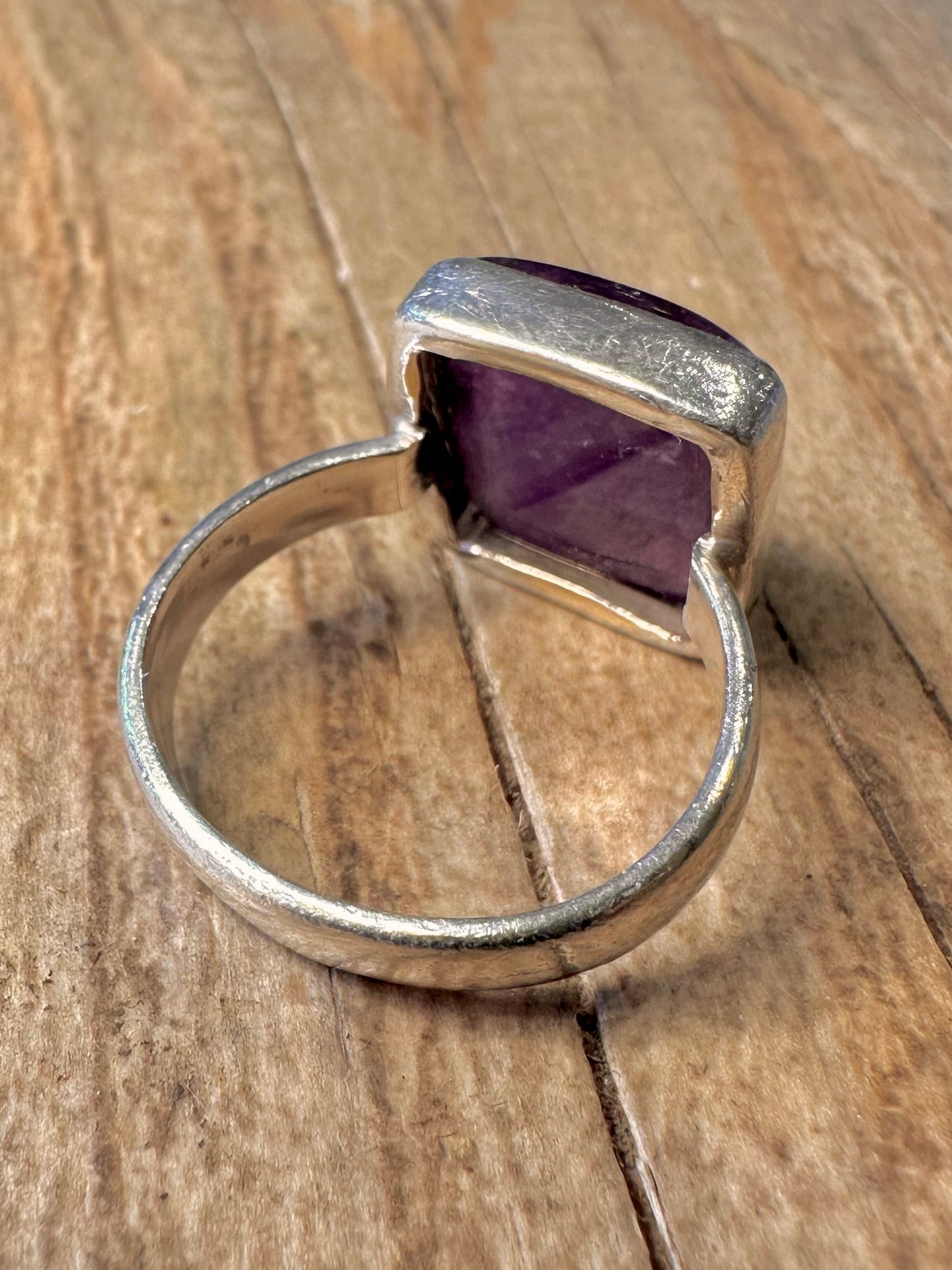 Vintage Amethyst Square 925 Sterling Silver Size O Ring