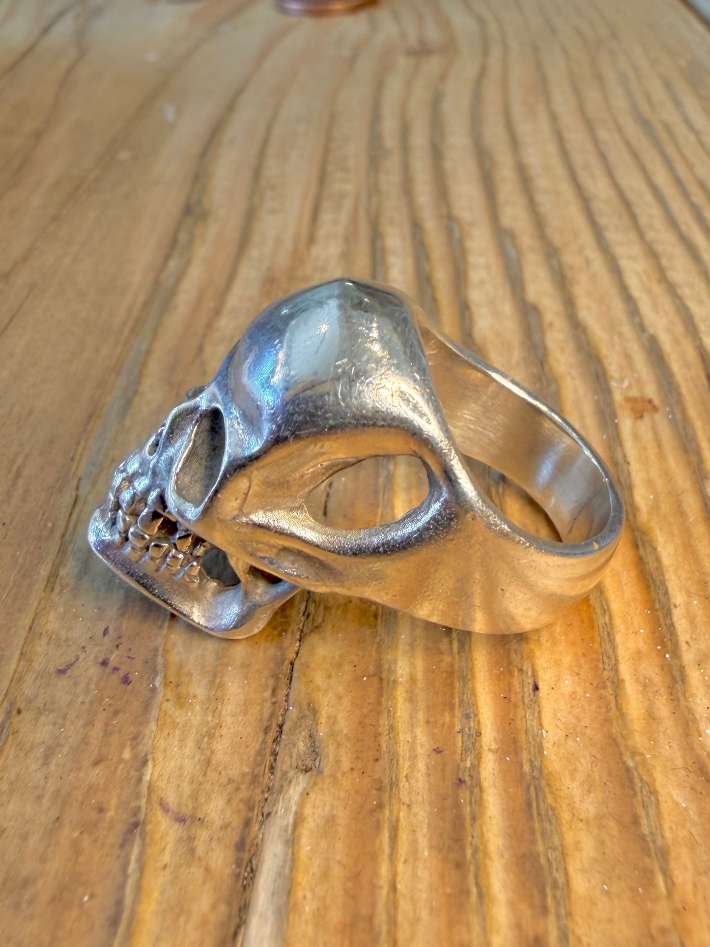 Heavy Skull 925 Sterling Silver Size O Ring